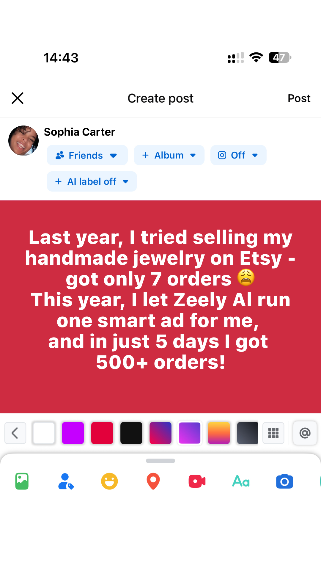 Zeely Facebook ad