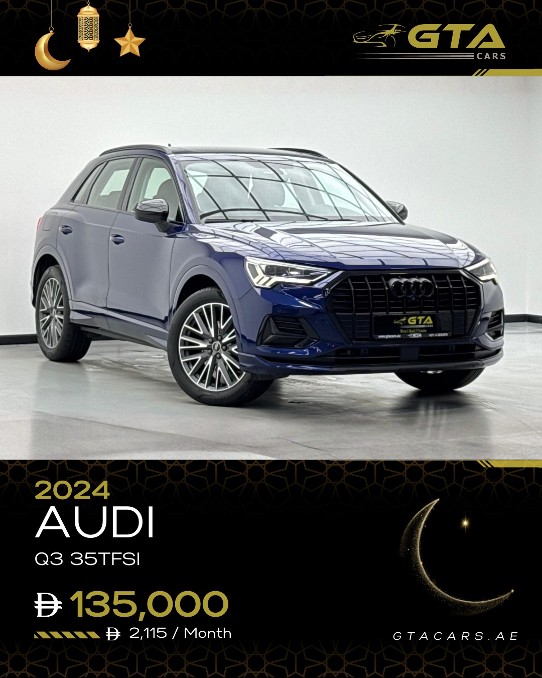 GTA Cars Facebook ad: 2024 Audi Q3 35 TFSI S-Line, 1.5TC I4…