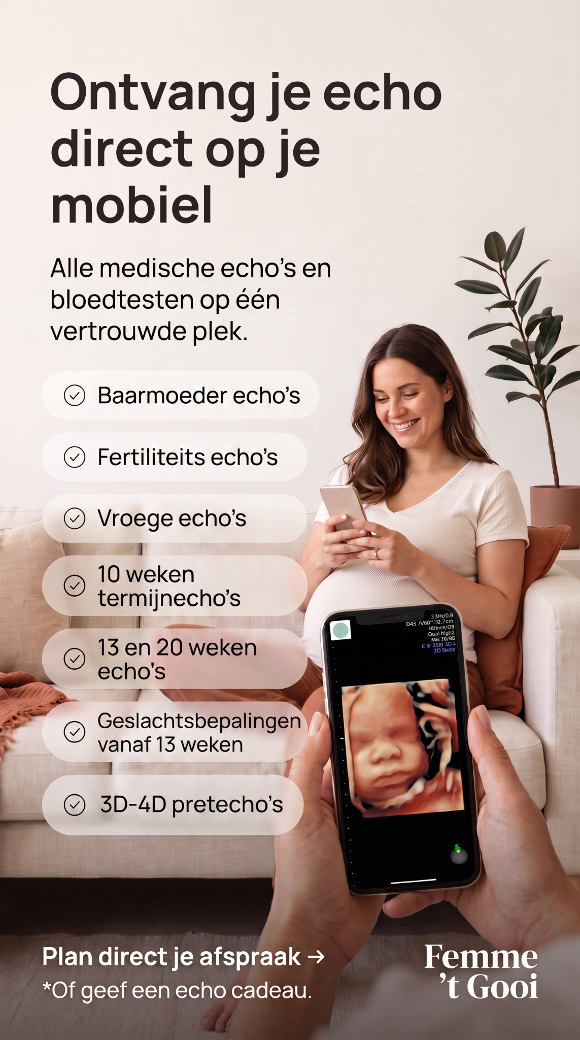 Femme 't Gooi Facebook ad: Vertrouwde echopraktijk Naarden