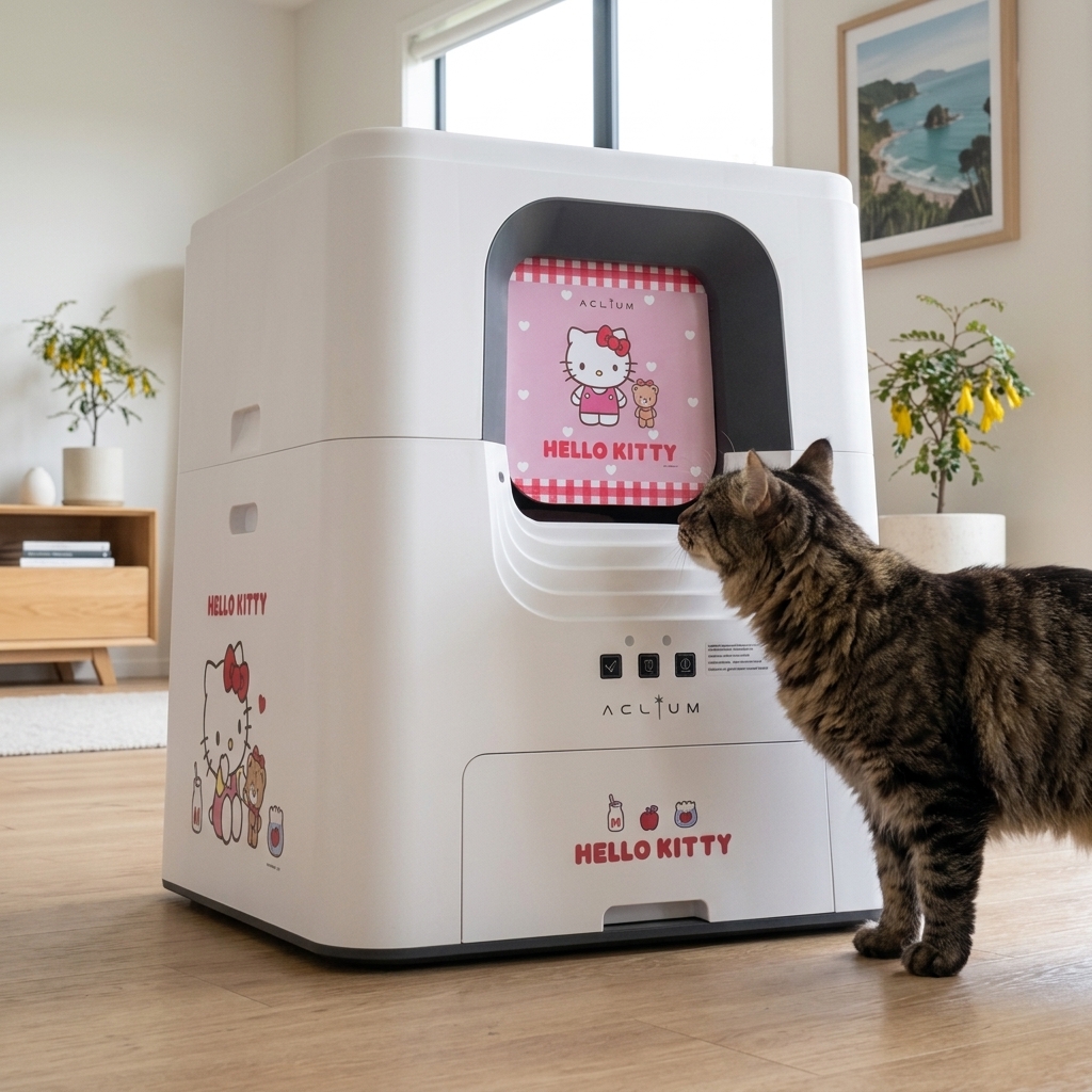 Petdirect Facebook ad: Hello Kitty Automatic Litter Box
