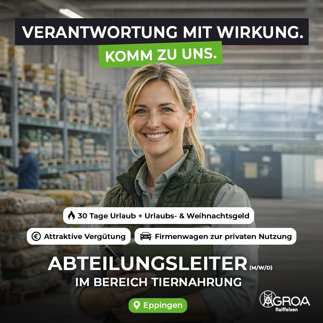 AGROA Raiffeisen Facebook ad: Abteilungsleiter - Tiernahrung (m/w/d) gesucht!