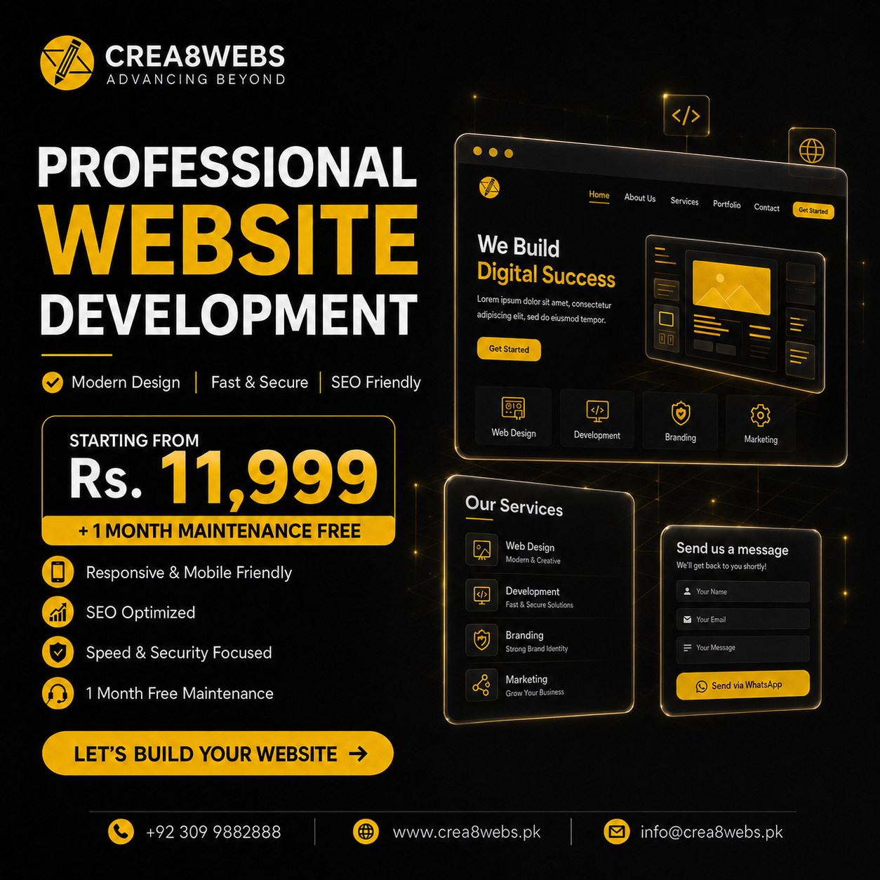 Crea8webs Pakistan Facebook ad: Professional Website Development From Rs. 11,999
