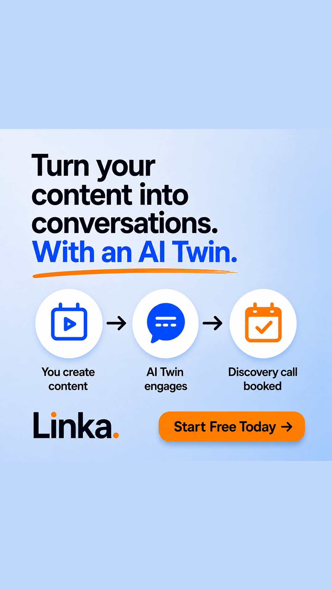 Linka Facebook ad: Scale With Your AI Twin
