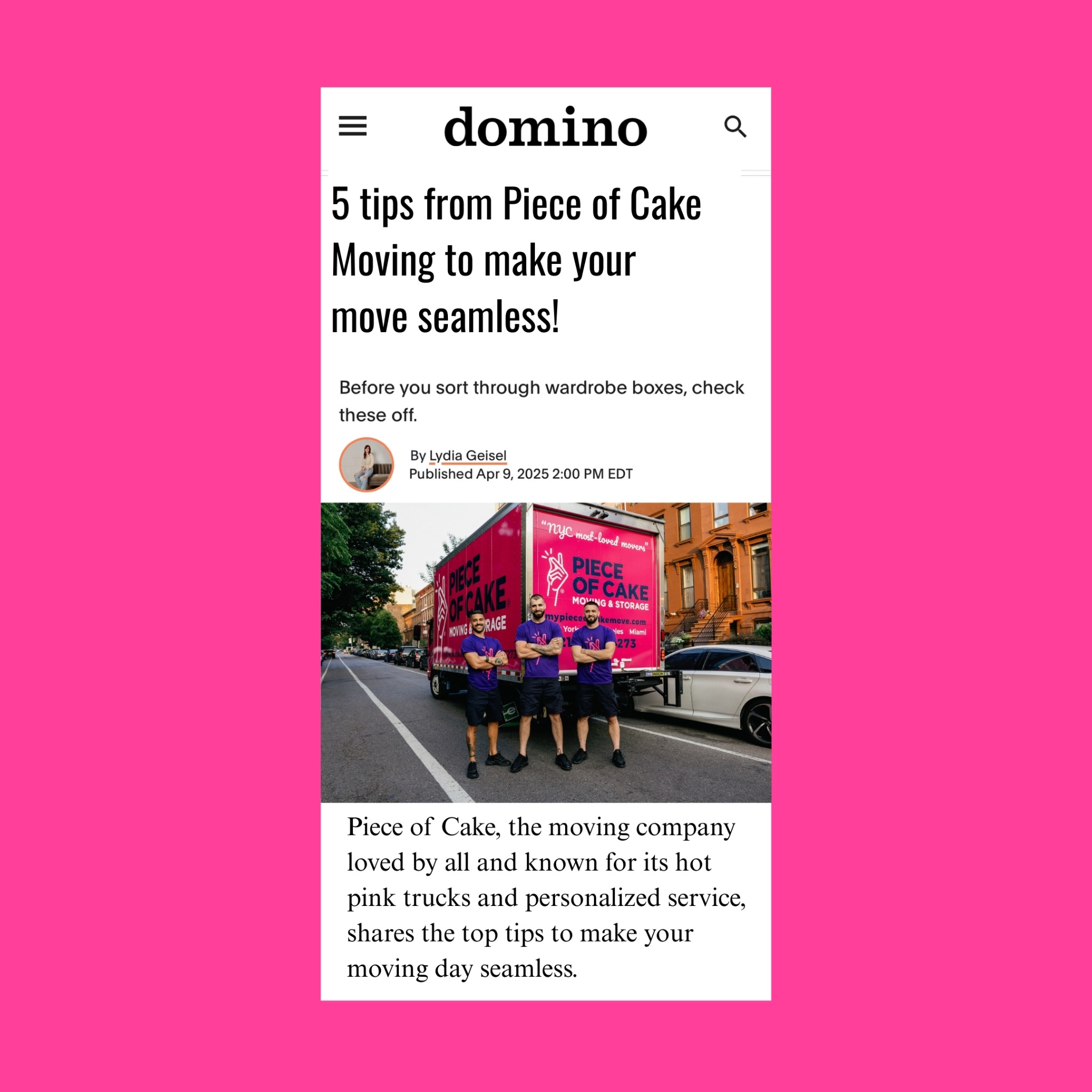 Piece of Cake Moving & Storage Facebook ad
