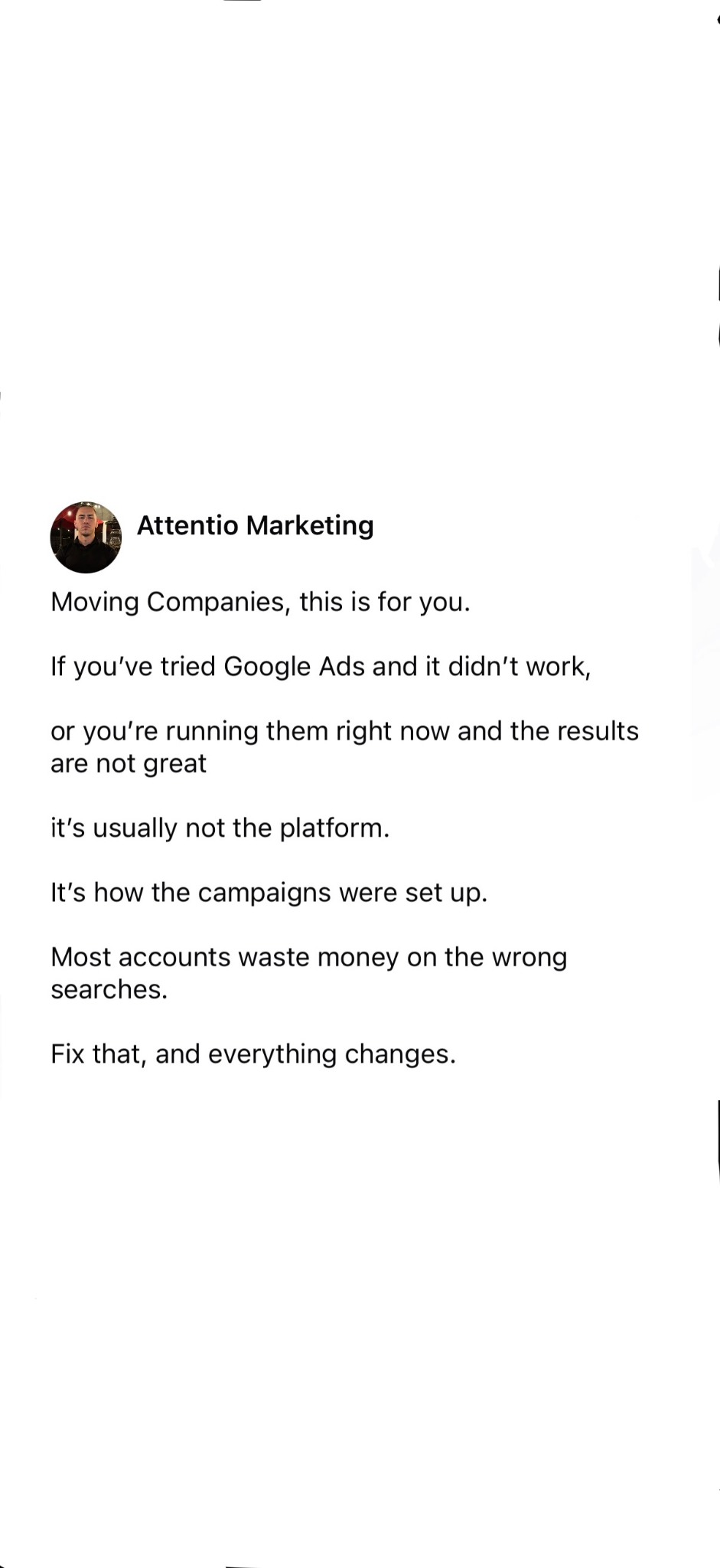 Attentio Marketing Facebook ad