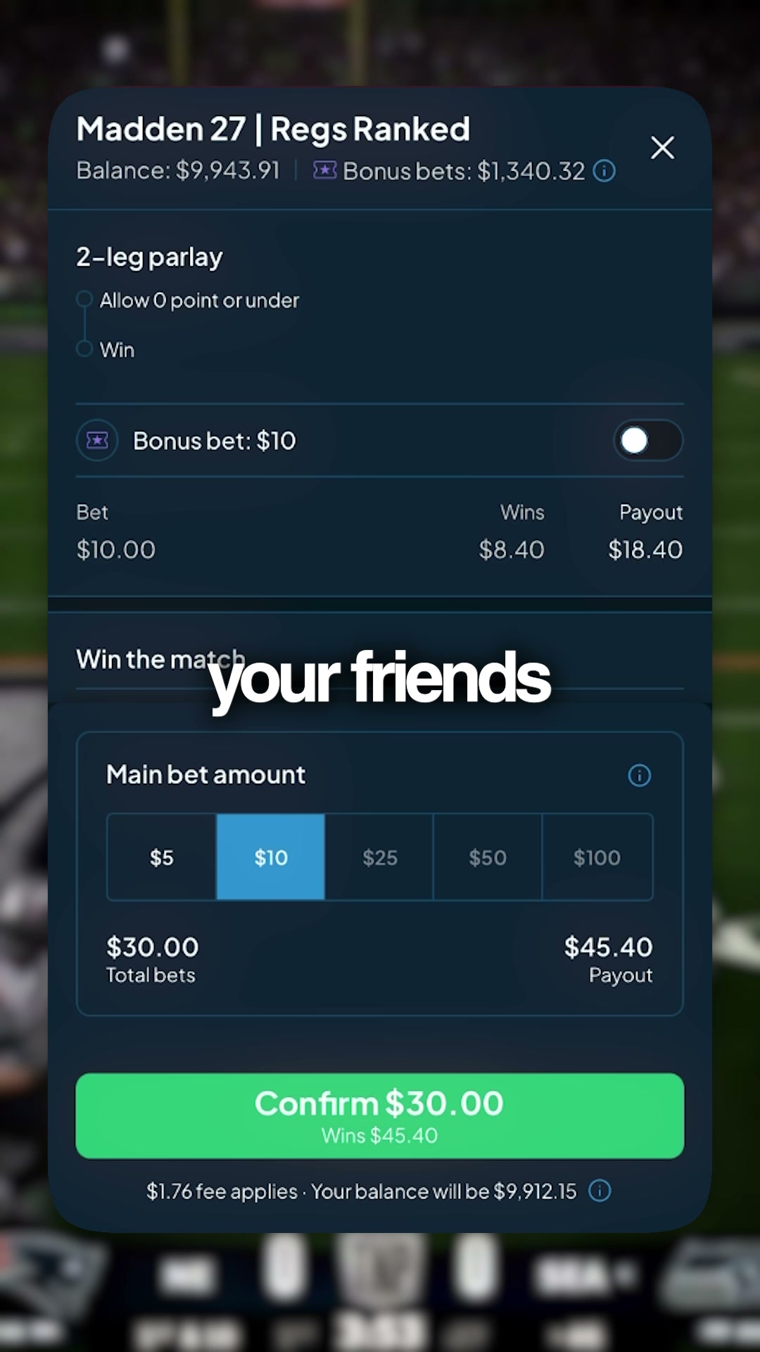 Players' Lounge Facebook ad: Bet On Yourself Playing Madden