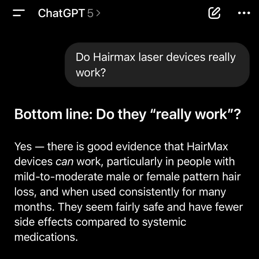 HairMax UK Facebook ad