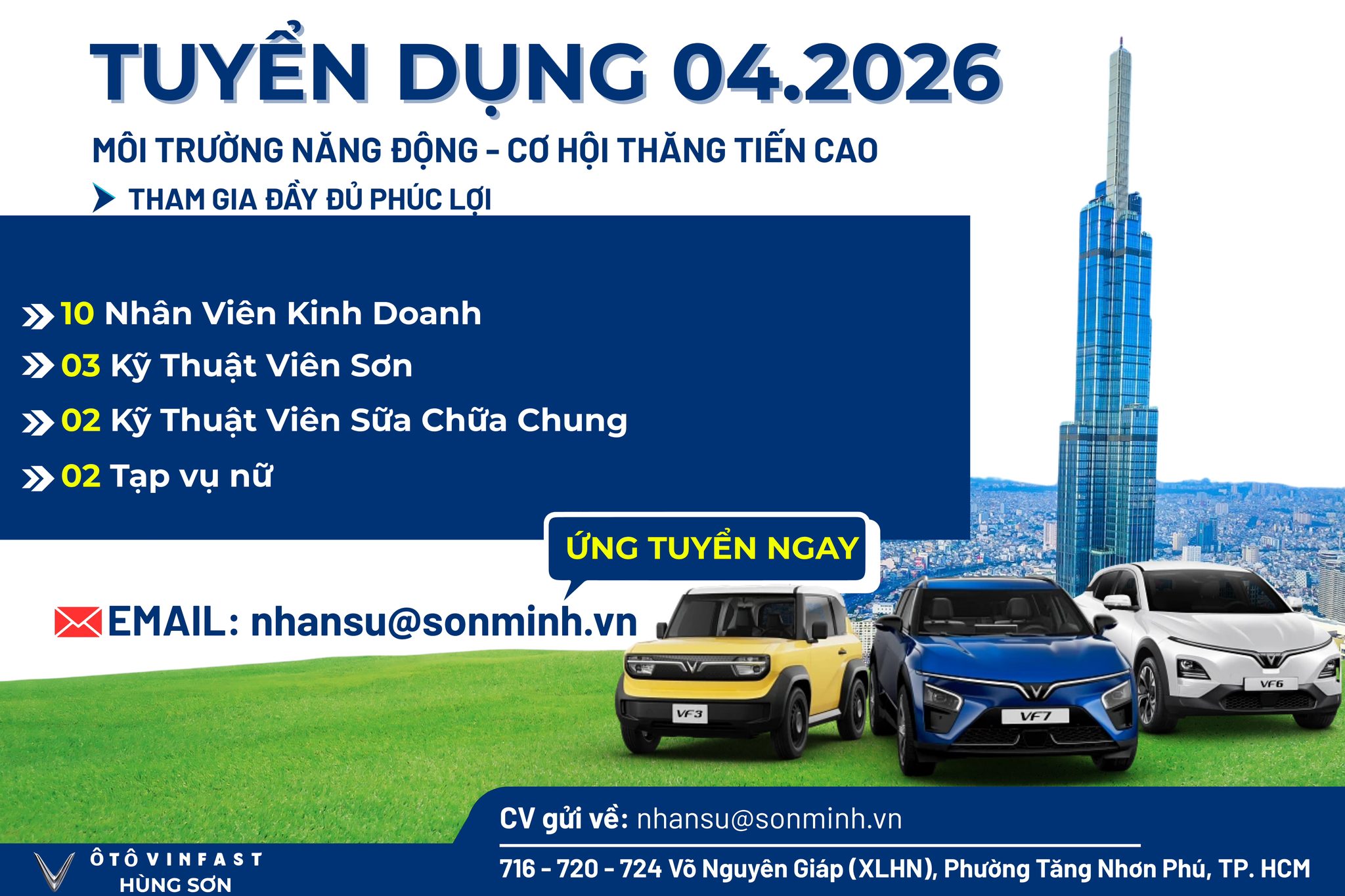 Ô Tô VinFast Hùng Sơn - Thủ Đức Facebook ad: TIN TUYỂN DỤNG 04/2026