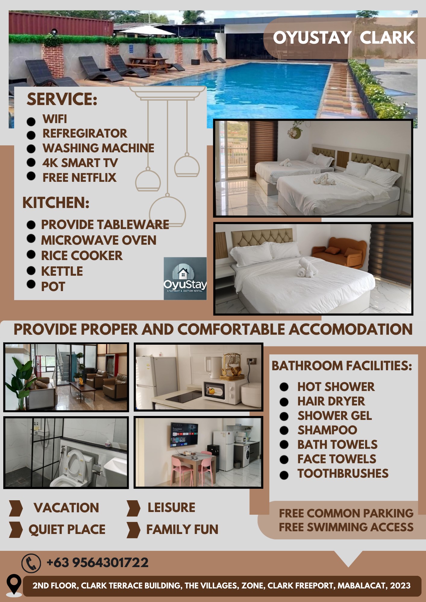 Oyustay Clark Terrce Facebook ad: Stay in Clark, Stay with us,!
