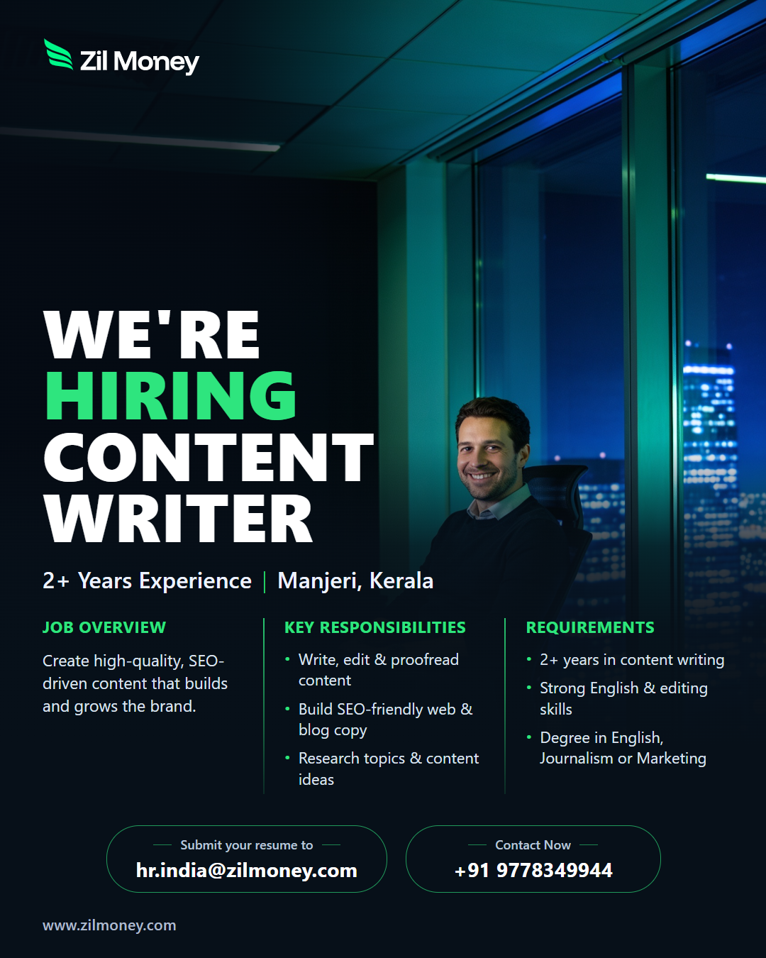 Zil Money - Operations Facebook ad: We're Hiring: Content Writer
