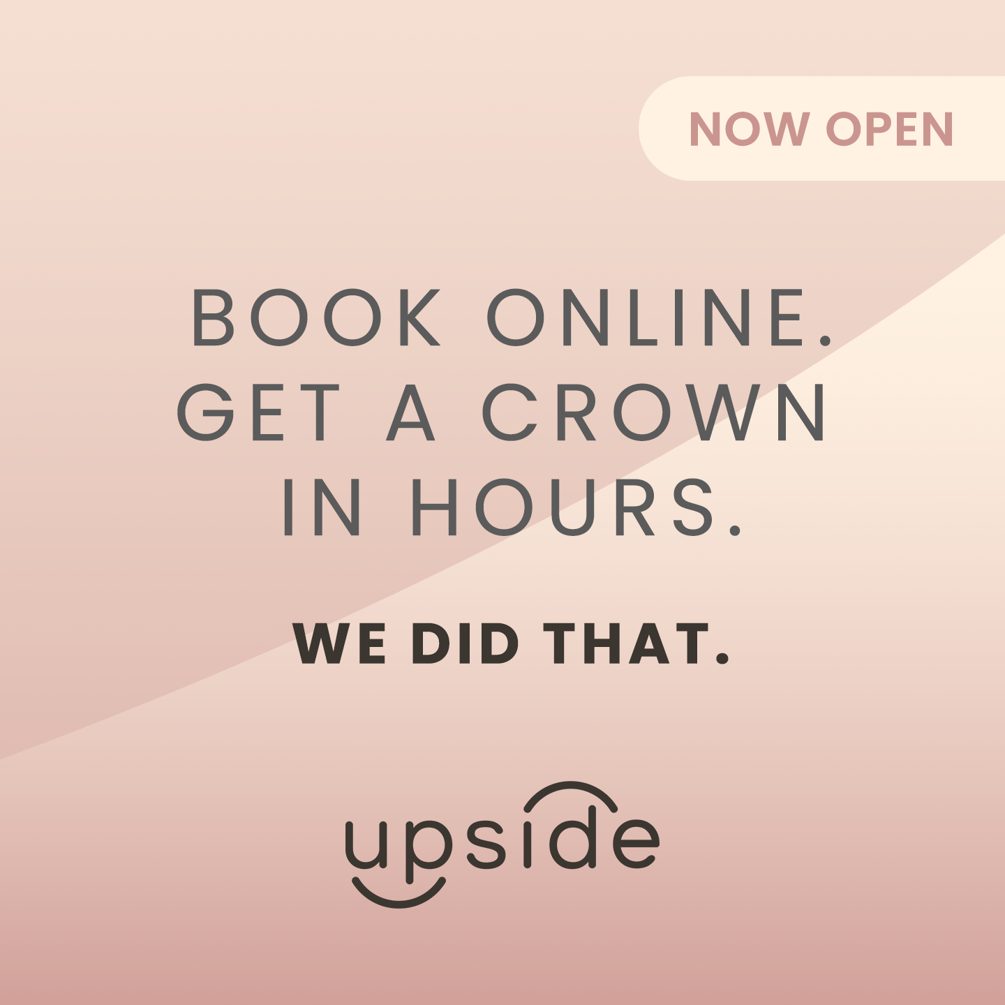 Upside Same-Day Dental Crowns Facebook ad from Feb 5, 2026