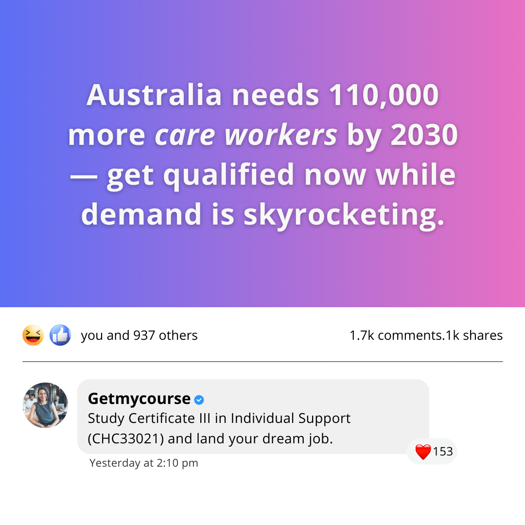 Getmycourse.com.au Facebook ad