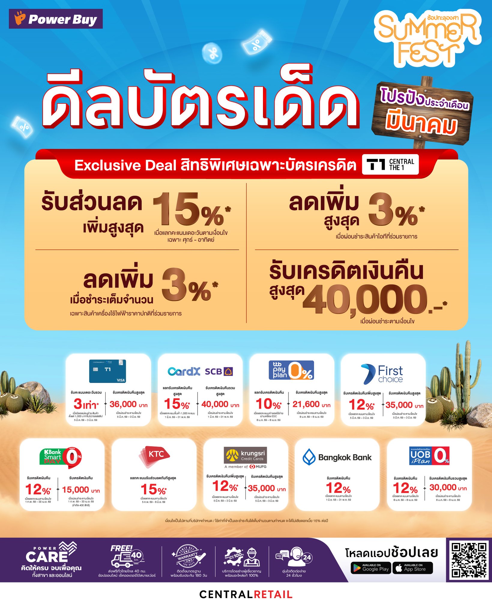 Power Buy Facebook ad: SUMMER FEST ดีลบัตรเด็ด โปรปังประจำเดือนมีนาคม…