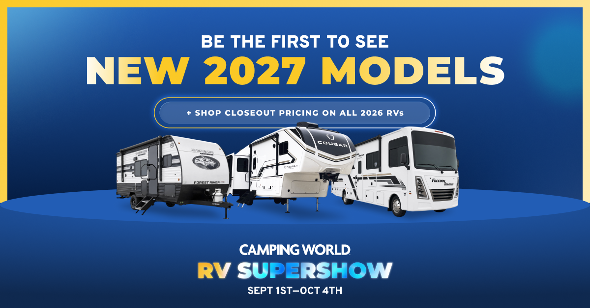 Camping World Facebook ad: 2026 Closeout Pricing + New 2027s RVs Are Here!