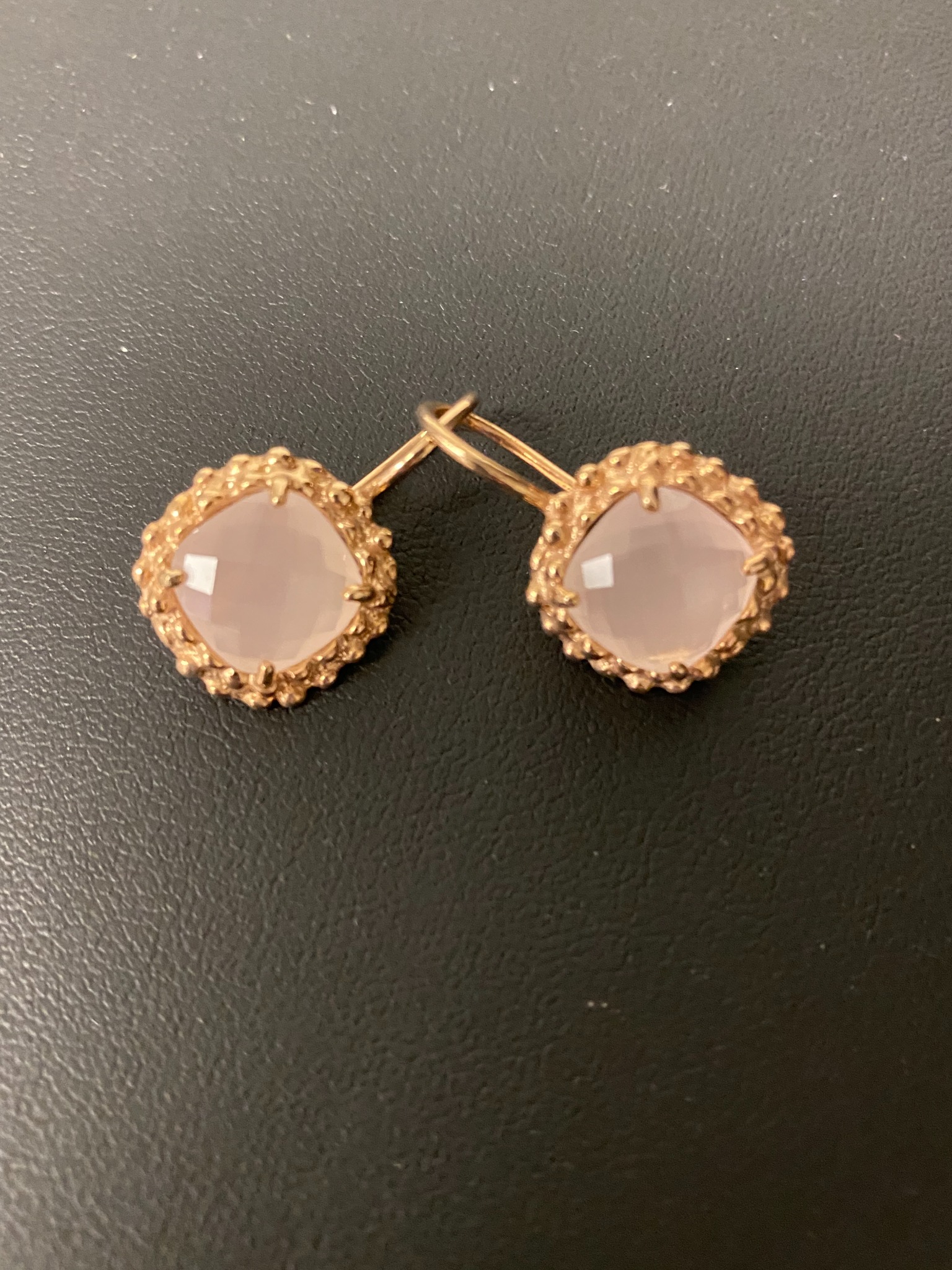 Justine's Jewels Mtl Facebook ad: Beautiful pink stone earrings in rose sterling Italian…