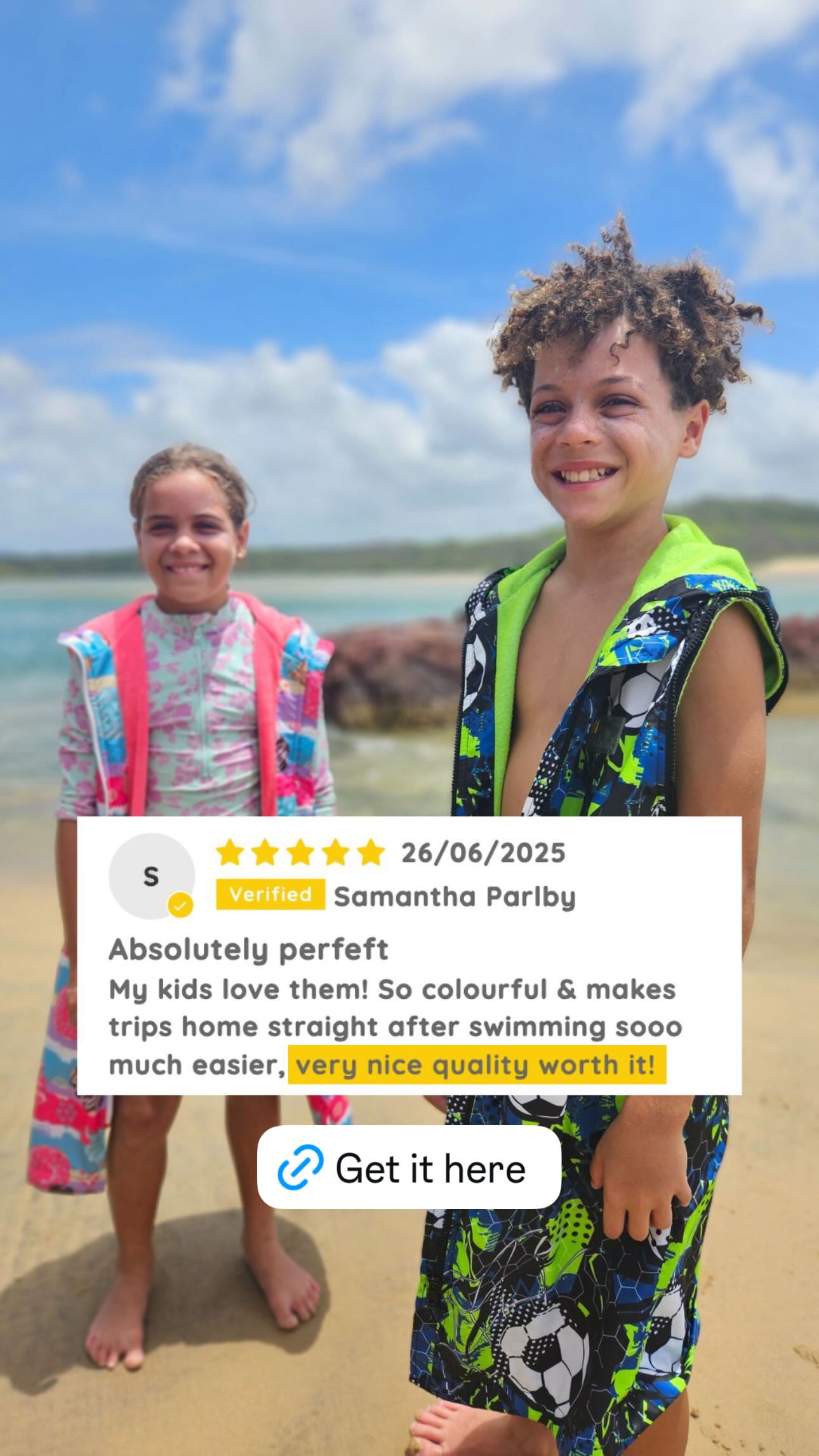 Schmik Swim Parkas Facebook ad: Calling all busy parents!