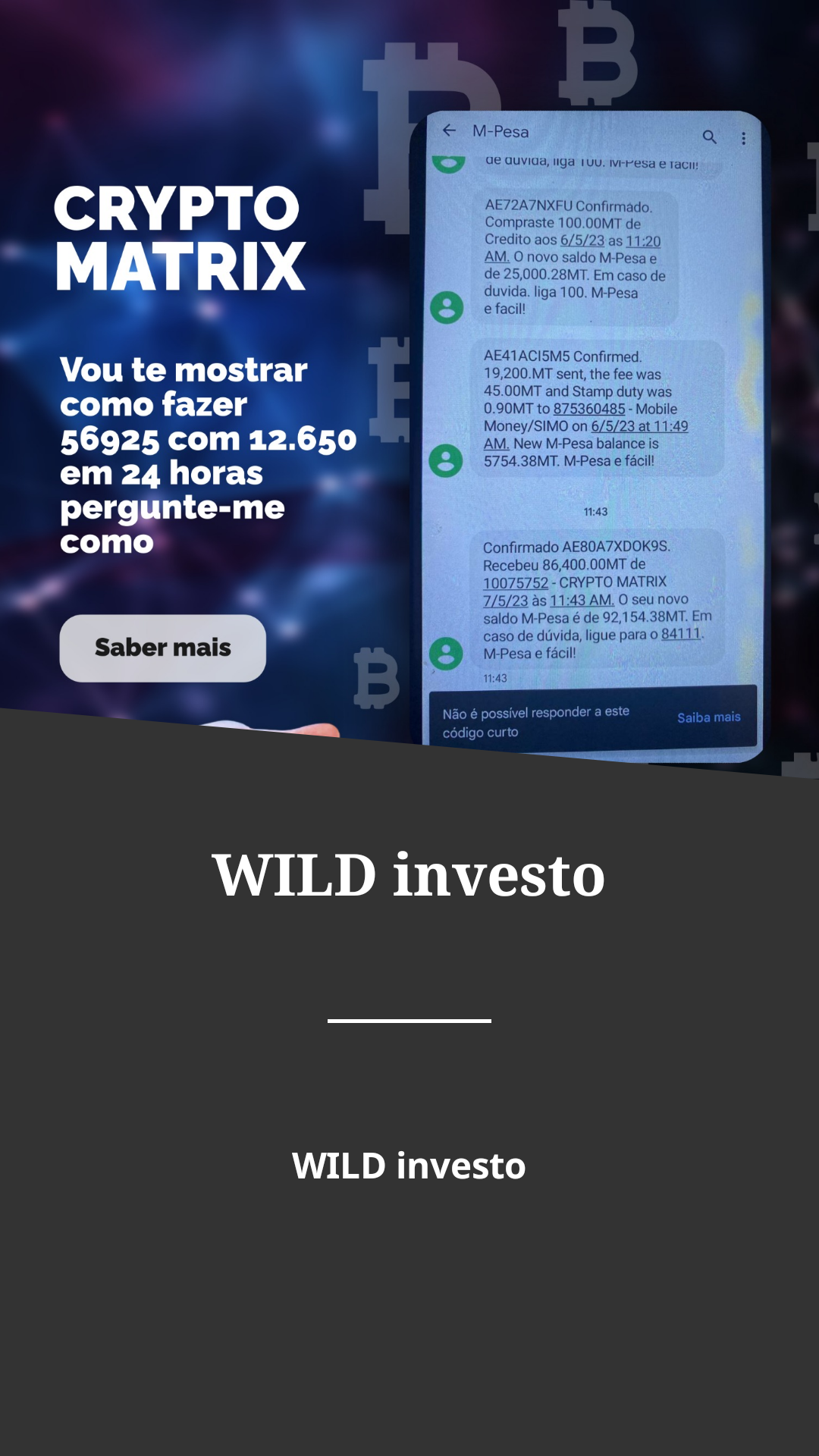 WILD investo Facebook ad from May 14, 2023