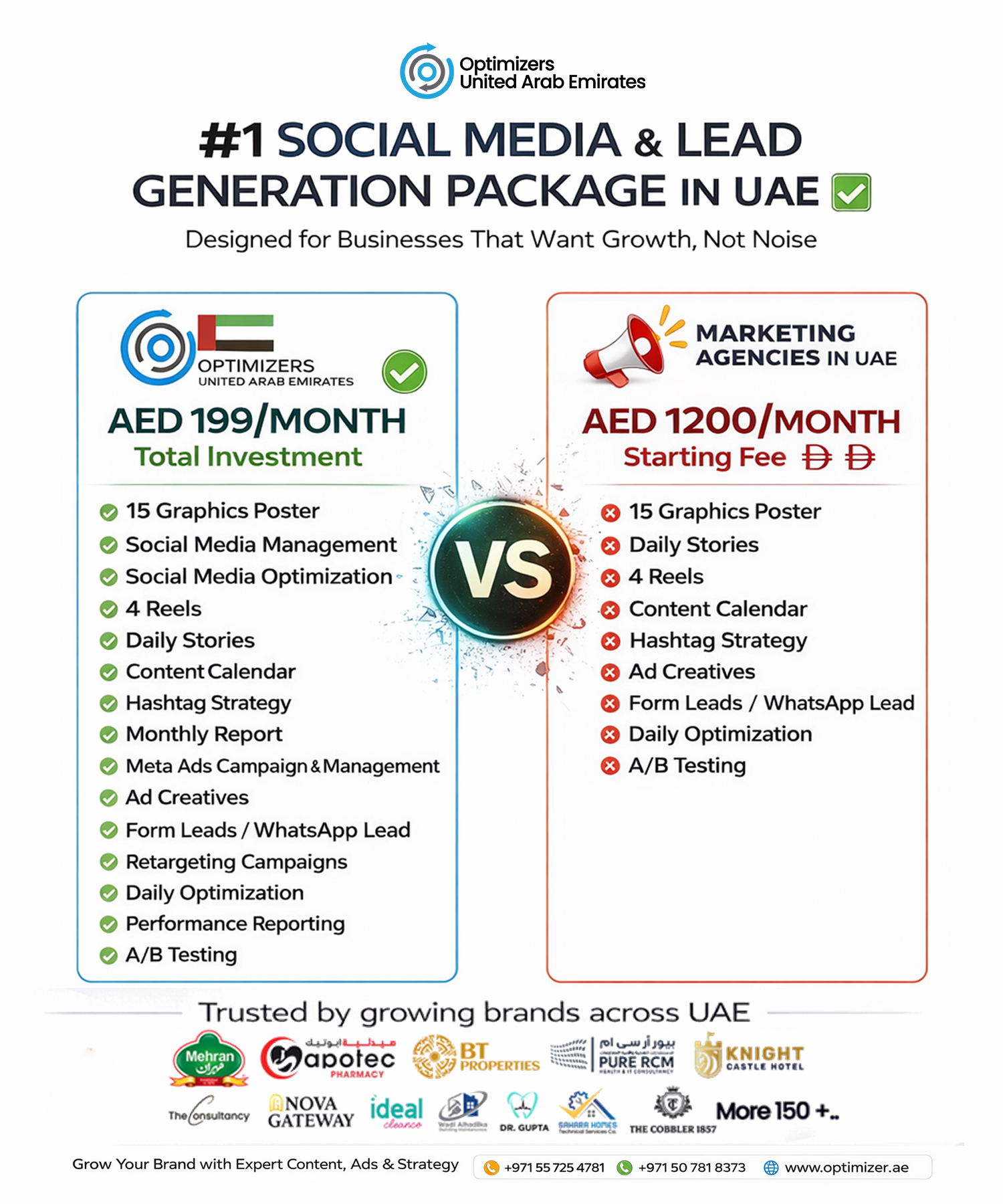 Optimizers UAE Facebook ad: Only in 199/AED