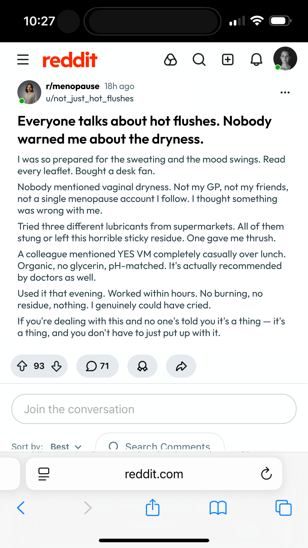 YES - The Organic Intimacy Company Facebook ad