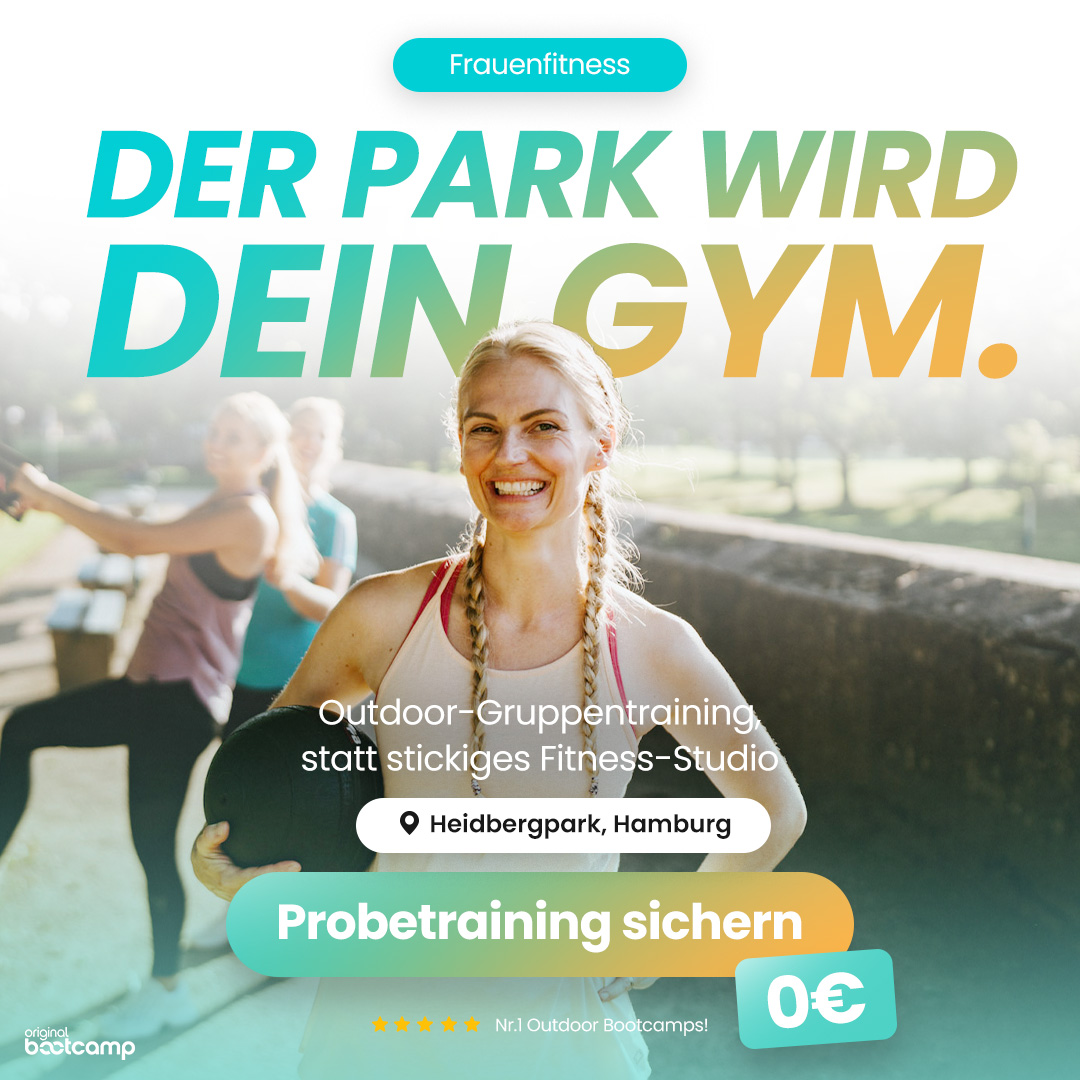 Original Bootcamp Facebook ad: 0€ - Gratis Probetraining sichern Hamburg, Heidbergpark