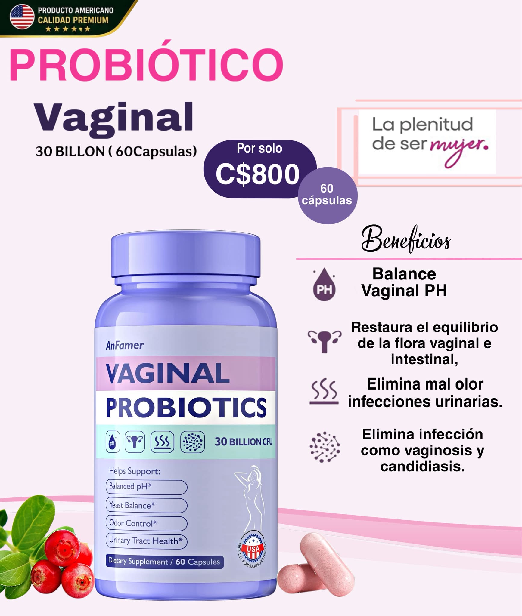 Eco Natural Facebook ad: Beneficios de los probióticos vaginales