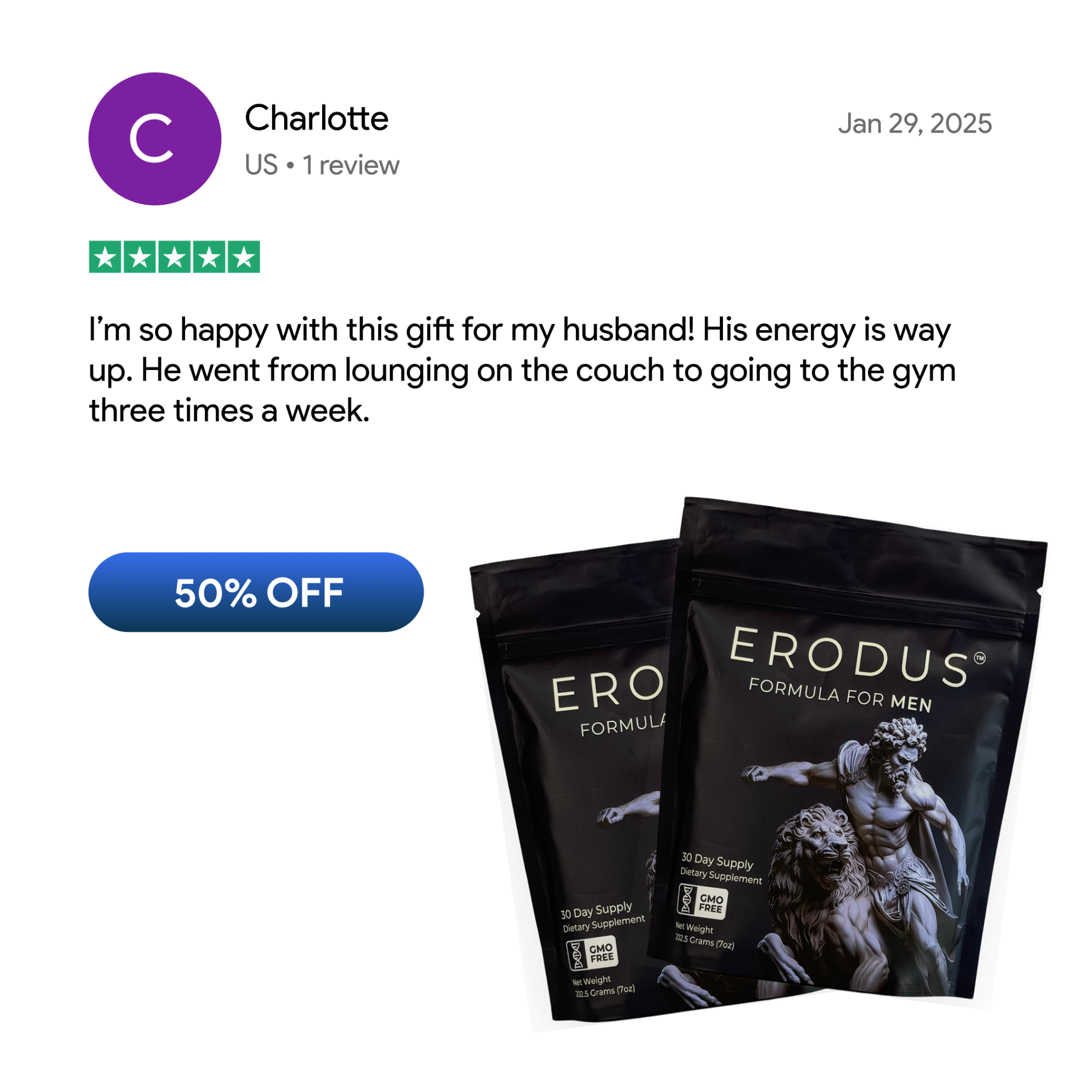 Erodus Formula For Men Facebook ad