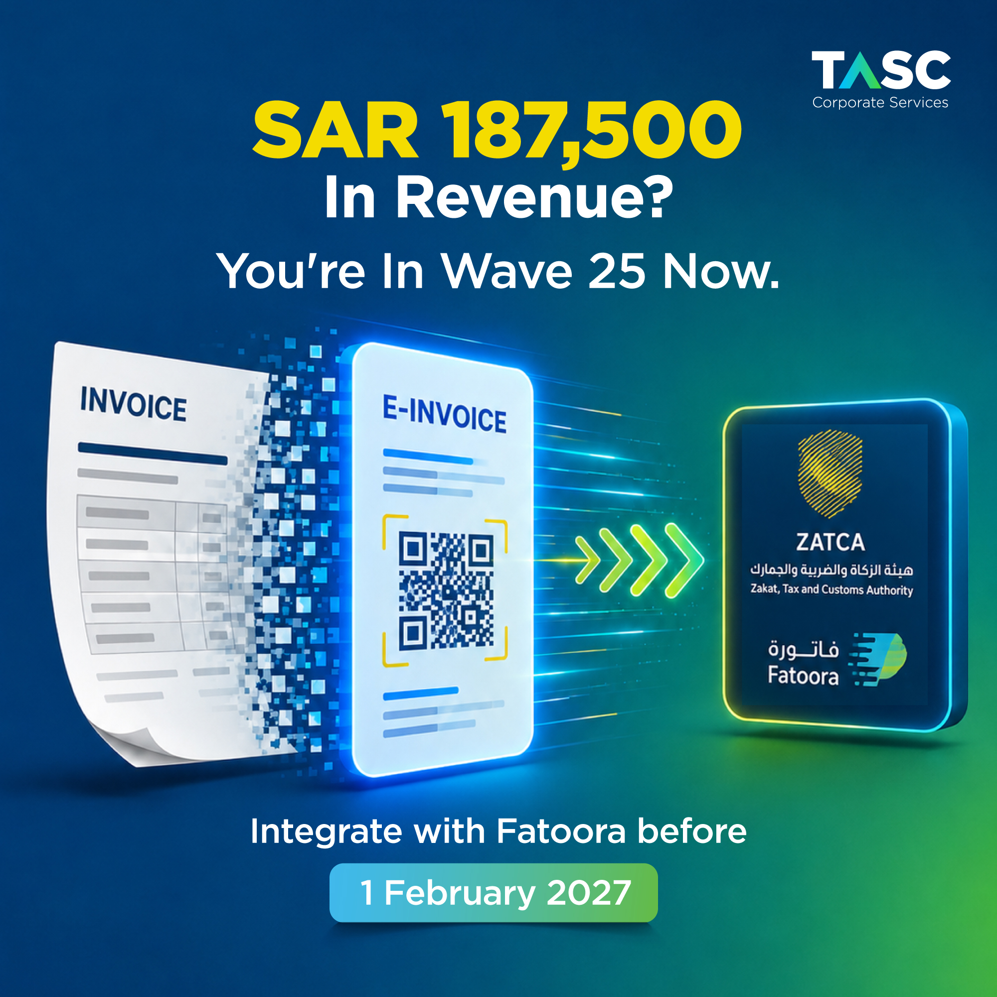 TASC Corporate Services Facebook ad: Get Ready for E-Invoicing Wave 25