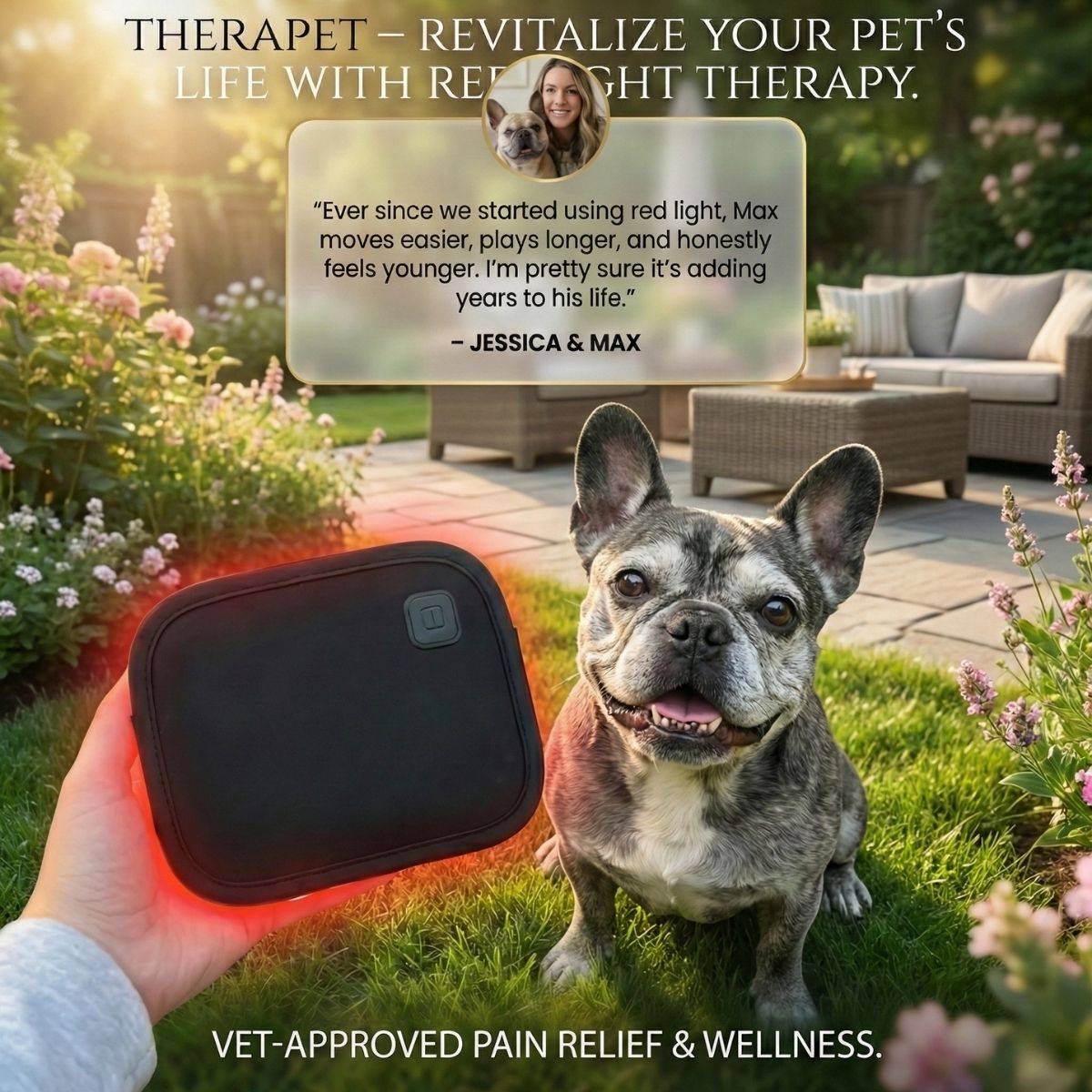 Therapet Co Facebook ad: Give Your Dog More Good Days: Less Stiffness, More Wiggles