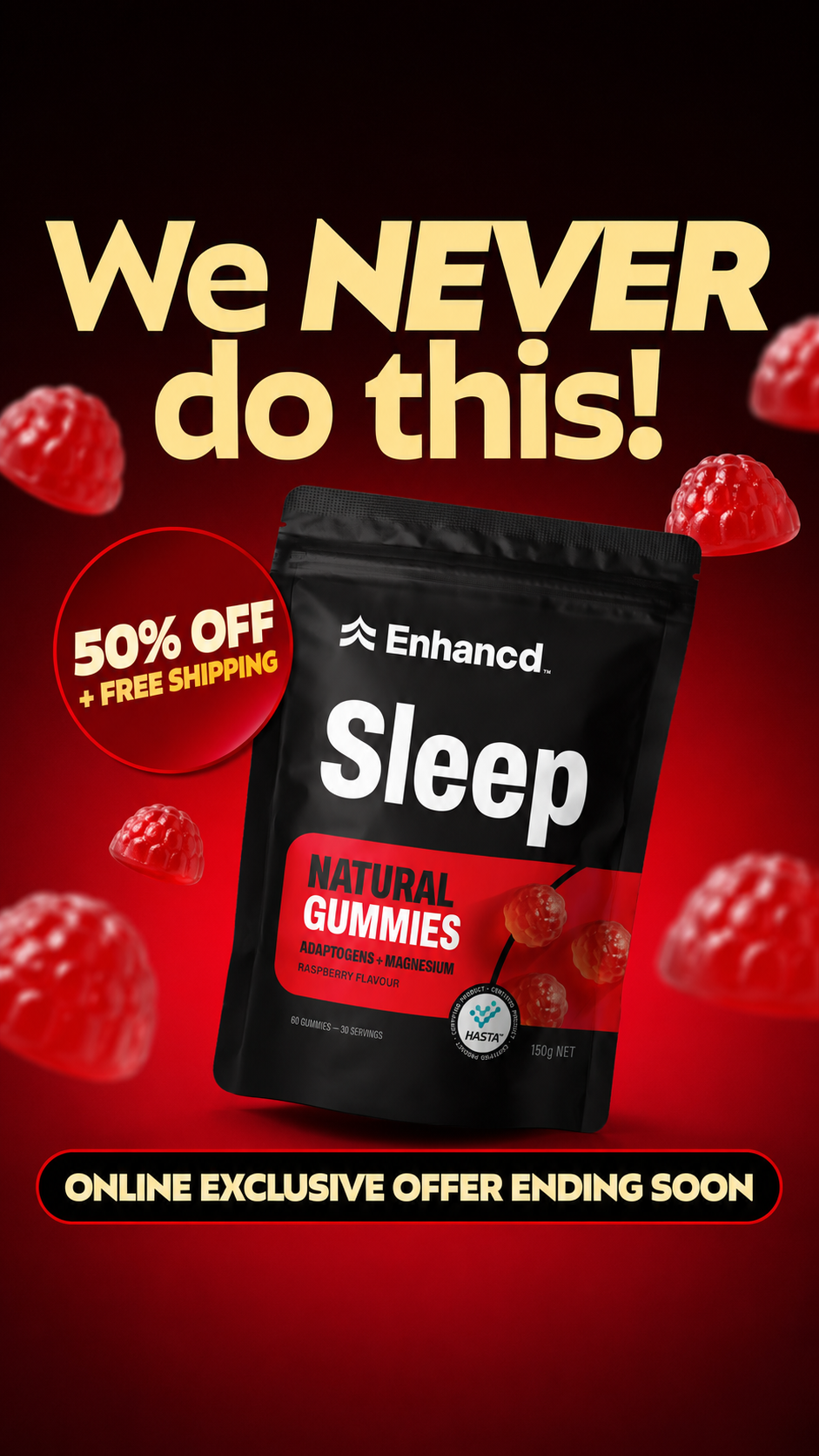 Enhancd Performance Facebook ad: 50% Off Sleep Gummies