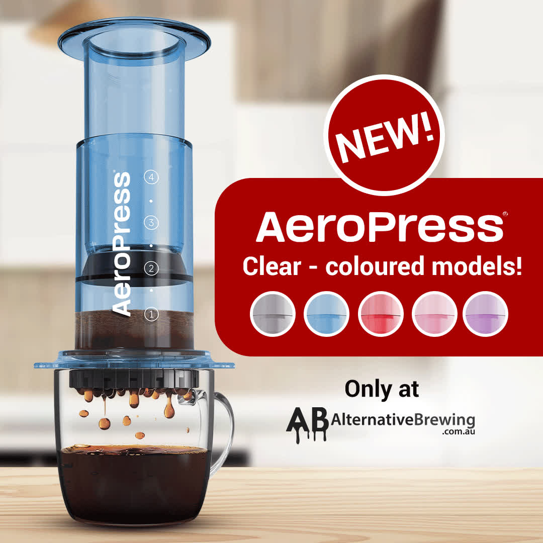 Alternative Brewing Facebook ad: NEW Aeropress Clear - In 5 Colours!