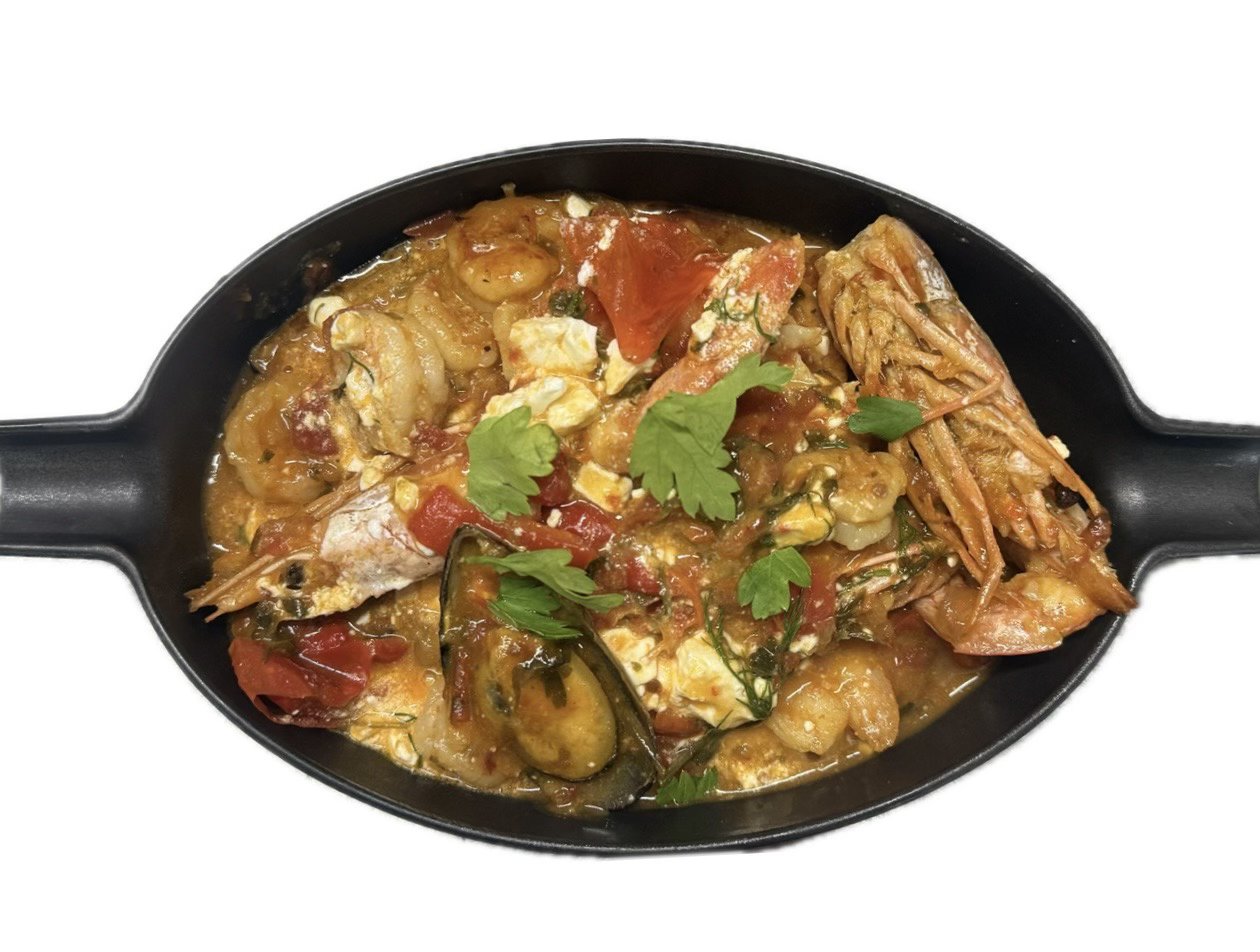 Restaurant Orion Samos Facebook ad: EN: Traditional Greek Seafood Saganaki