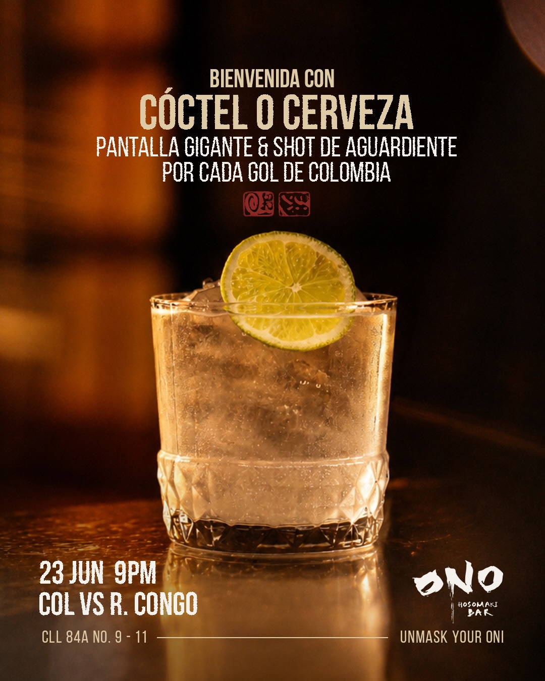 Ono Hosomaki Bar Facebook ad: El 23 de junio Colombia regresa a ONO.