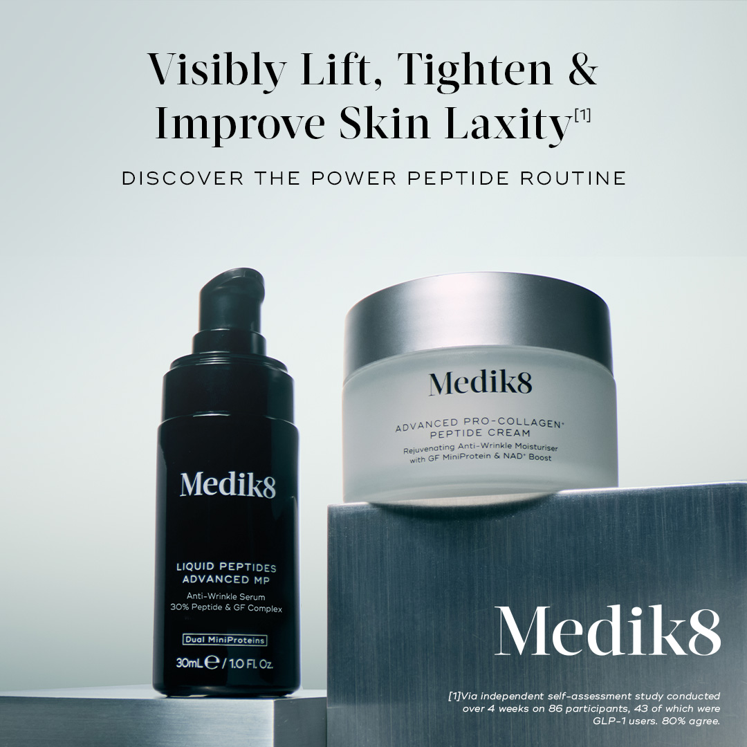 Medik8 Facebook ad: DISCOVER THE POWER PEPTIDES