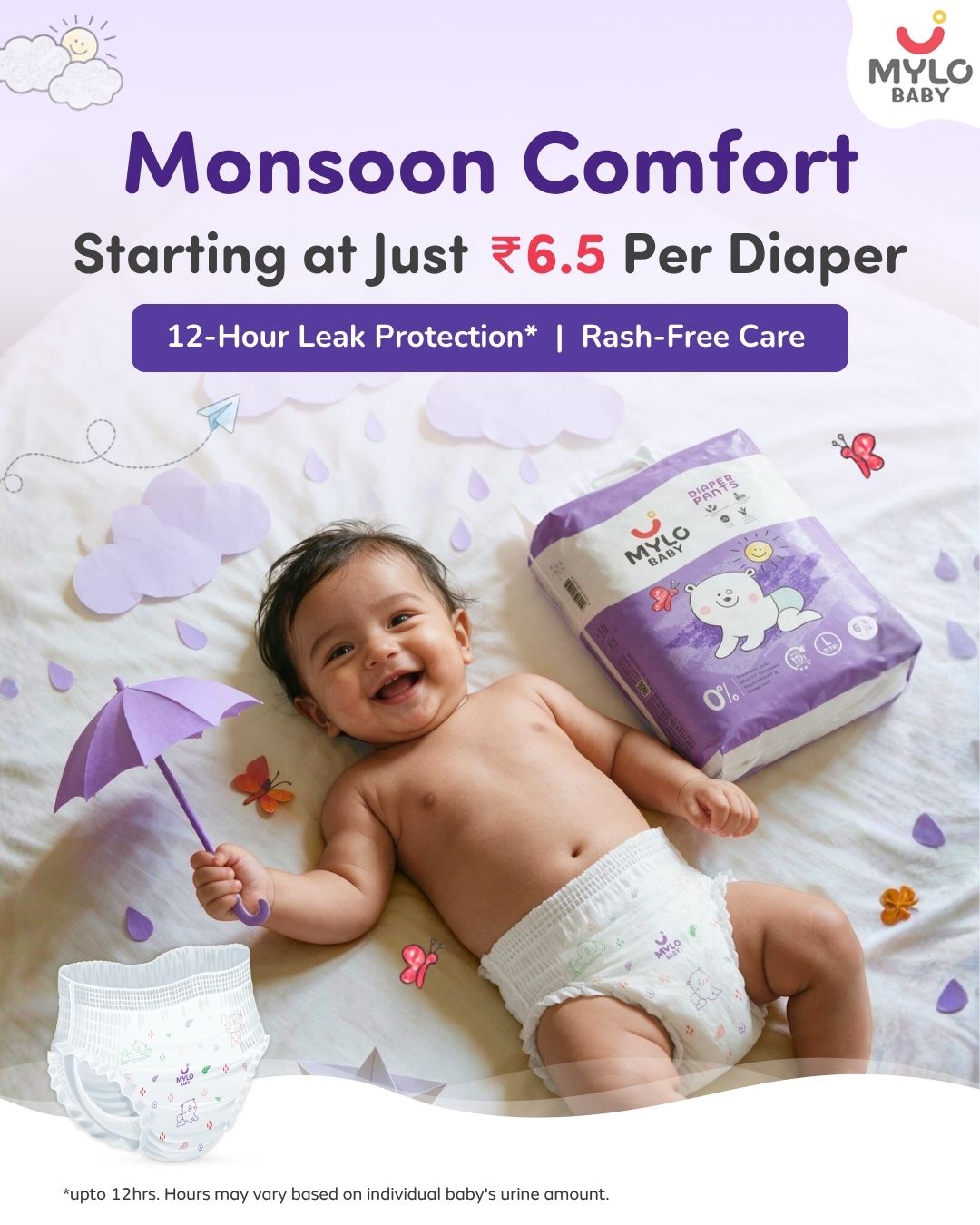 Mylo Baby Facebook ad: Big Savings on Baby Diapers!