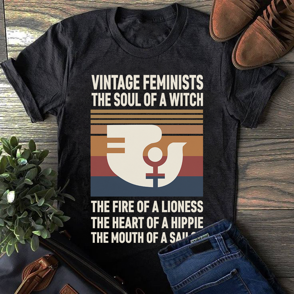 Women Speak Facebook ad: Vintage Feminist Witch Lioness Hippie Gildan Cotton T-Shirt