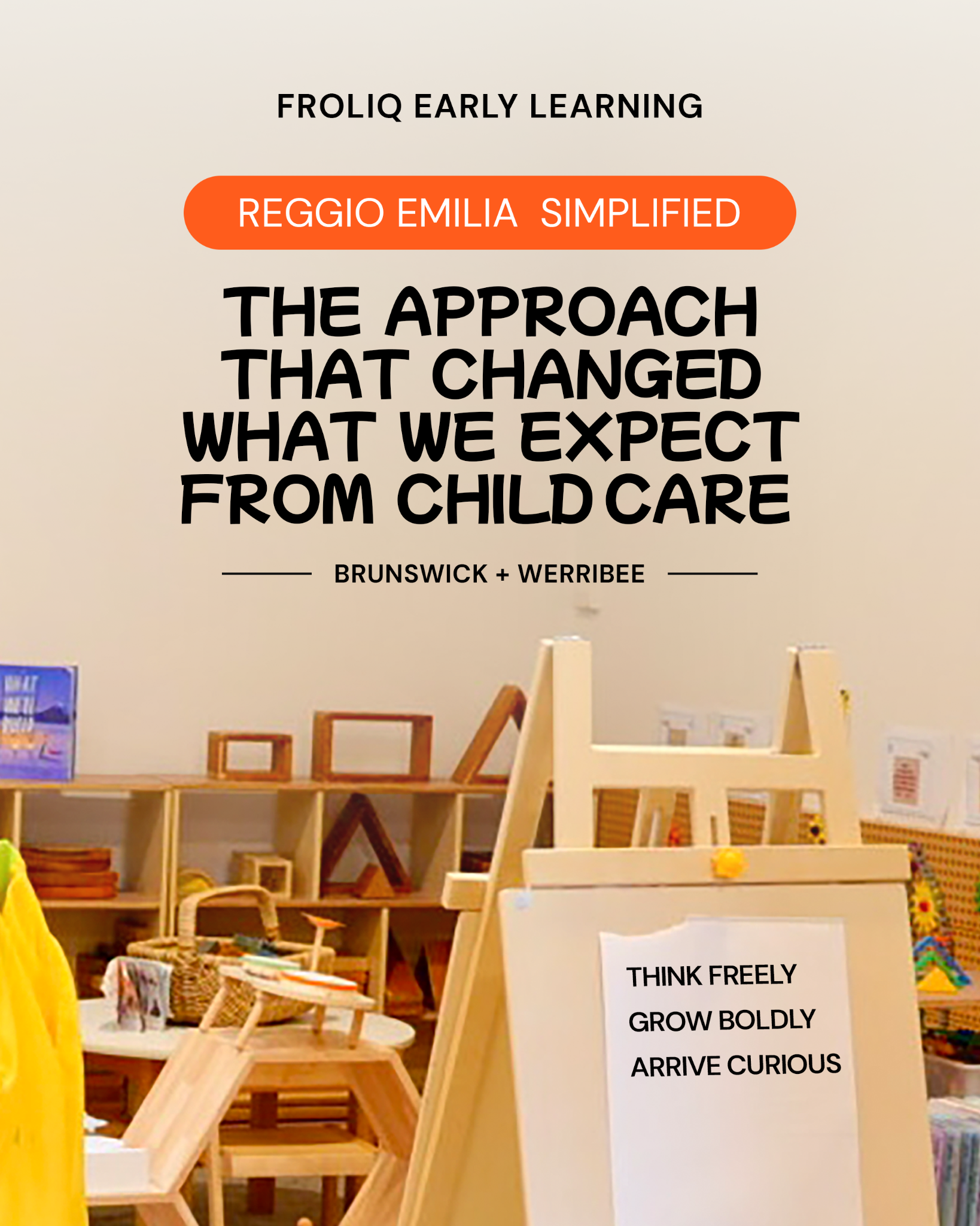 Froliq Early Learning Facebook ad: What Reggio looks like at 10am