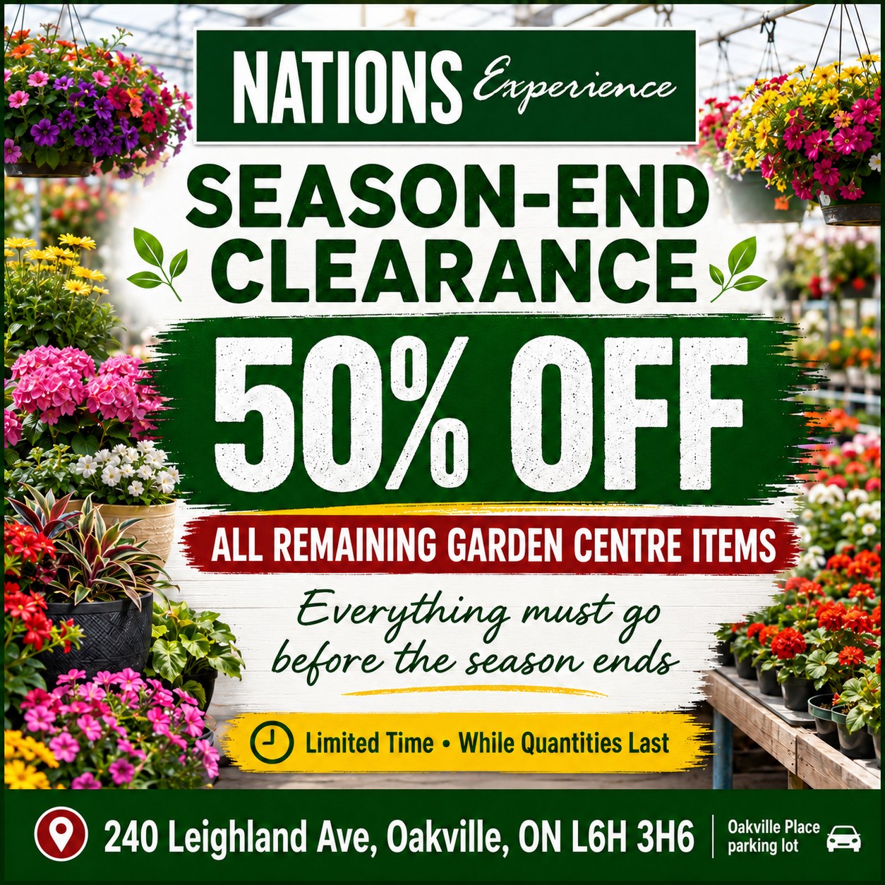 Nations Experience Oakville Facebook ad: Season-End Clearance is here!