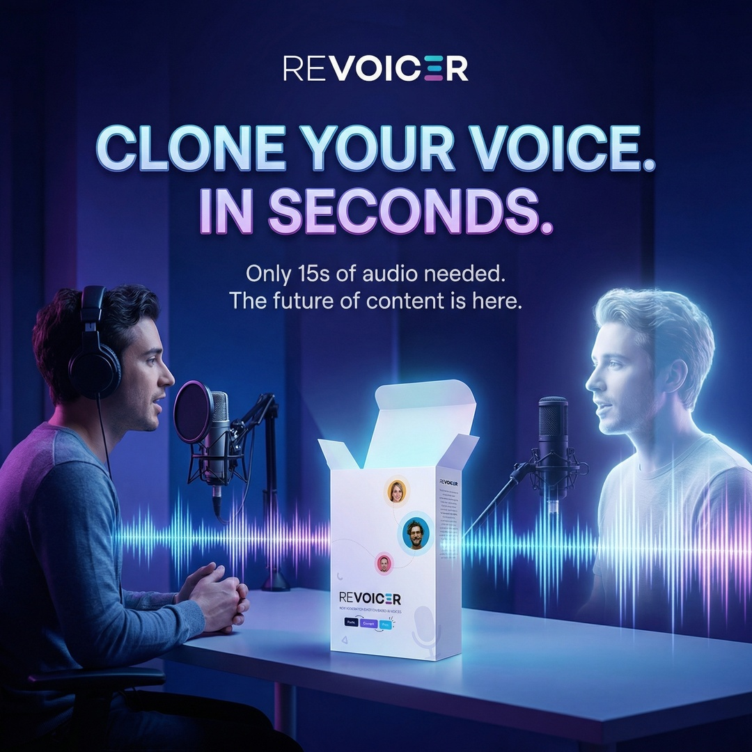 Revoicer - AI Text To Speech Facebook ad from Mar 12, 2026