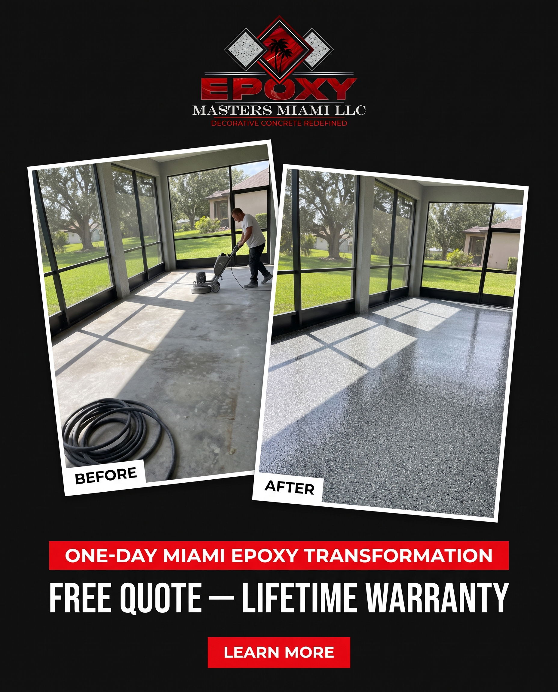 Epoxy masters miami Facebook ad: Before & after, in one day