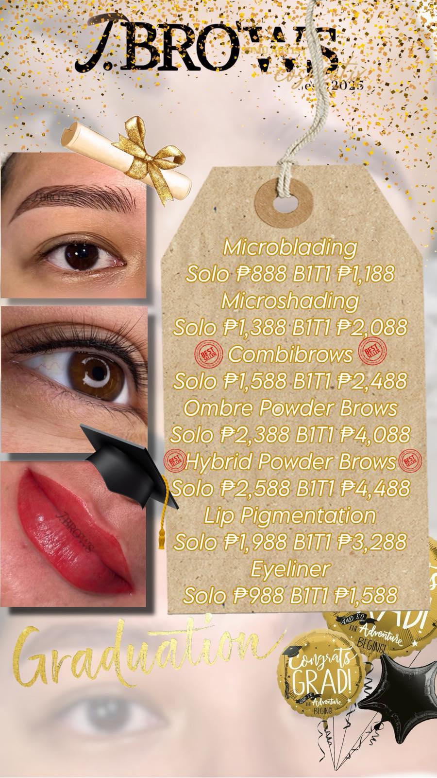 Jbrows Cosmetix Facebook ad: To all graduating students this March…