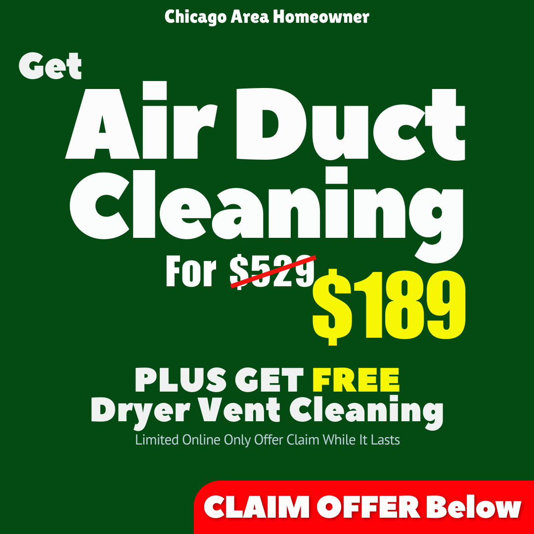 Ducts Chicago Facebook ad: $189 Air Duct Cleaning + FREE Dryer Lint Cleaning!