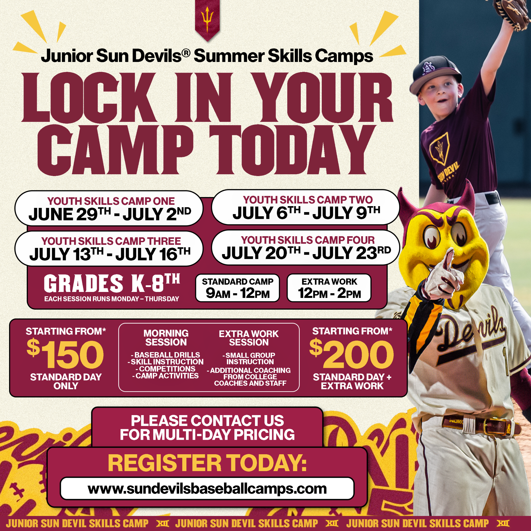 ASU Baseball Camps & Recruiting Facebook ad: Real Coaching From the Sun Devils Staff