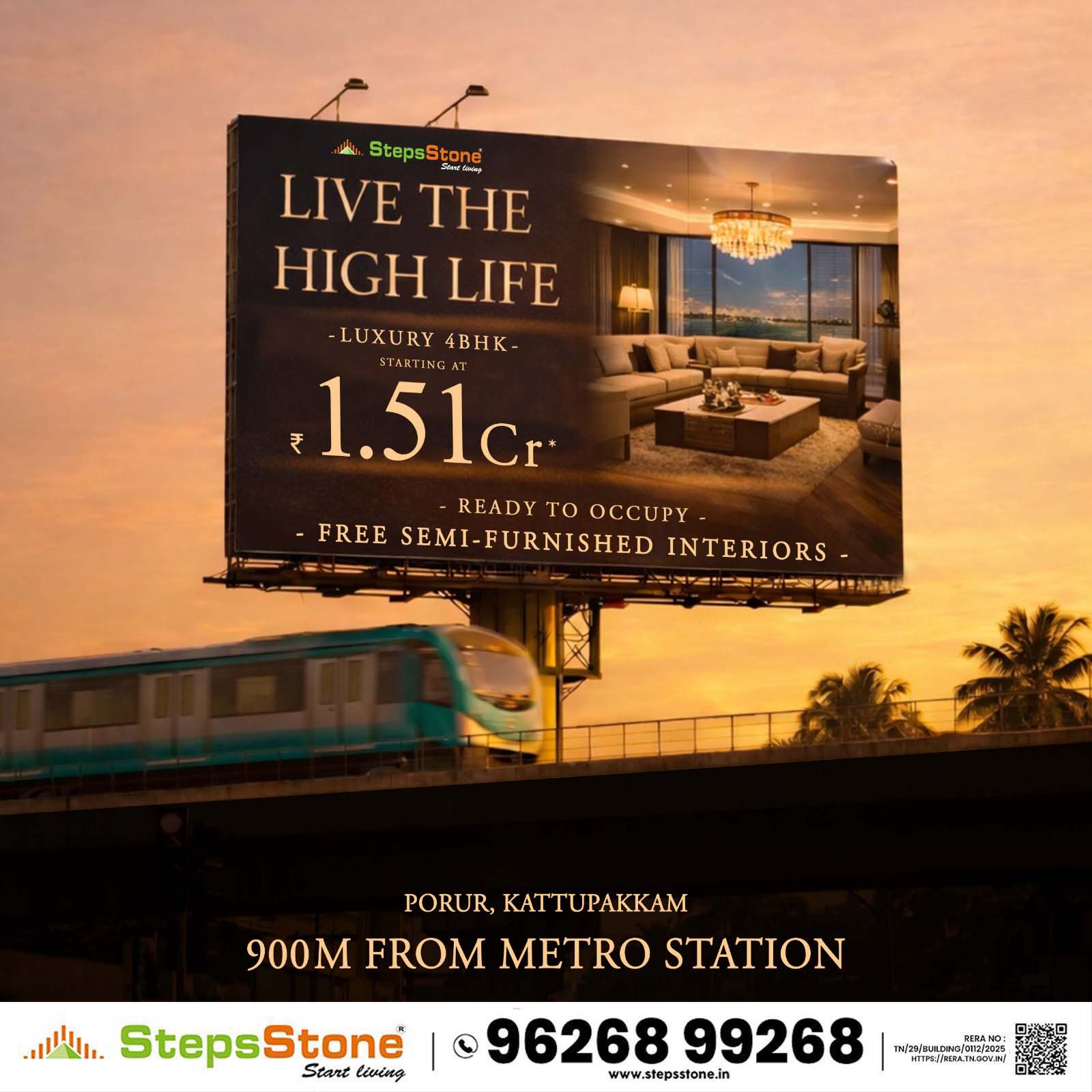 StepsStone Promoters Pvt. Ltd Facebook ad: 900 Mrts From Metro Station