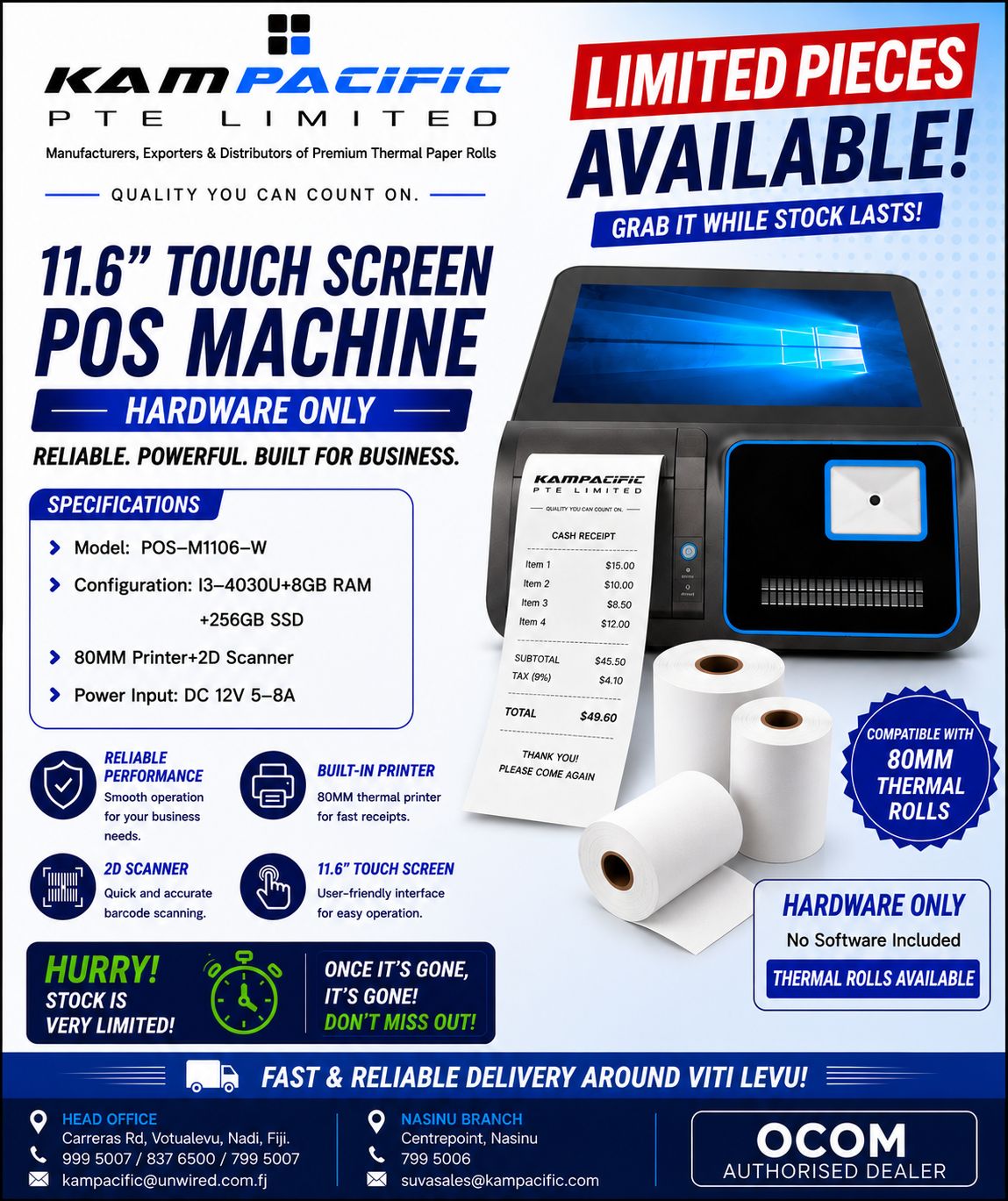 Kampacific PTE LTD Facebook ad: 11.6 Touch Screen POS Machine (Hardware Only)
