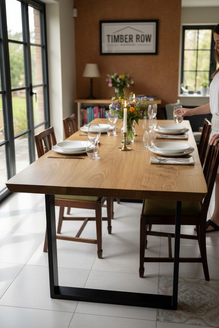 TimberRow.co.uk Facebook ad: Looking for a beautiful solid wood dining table…