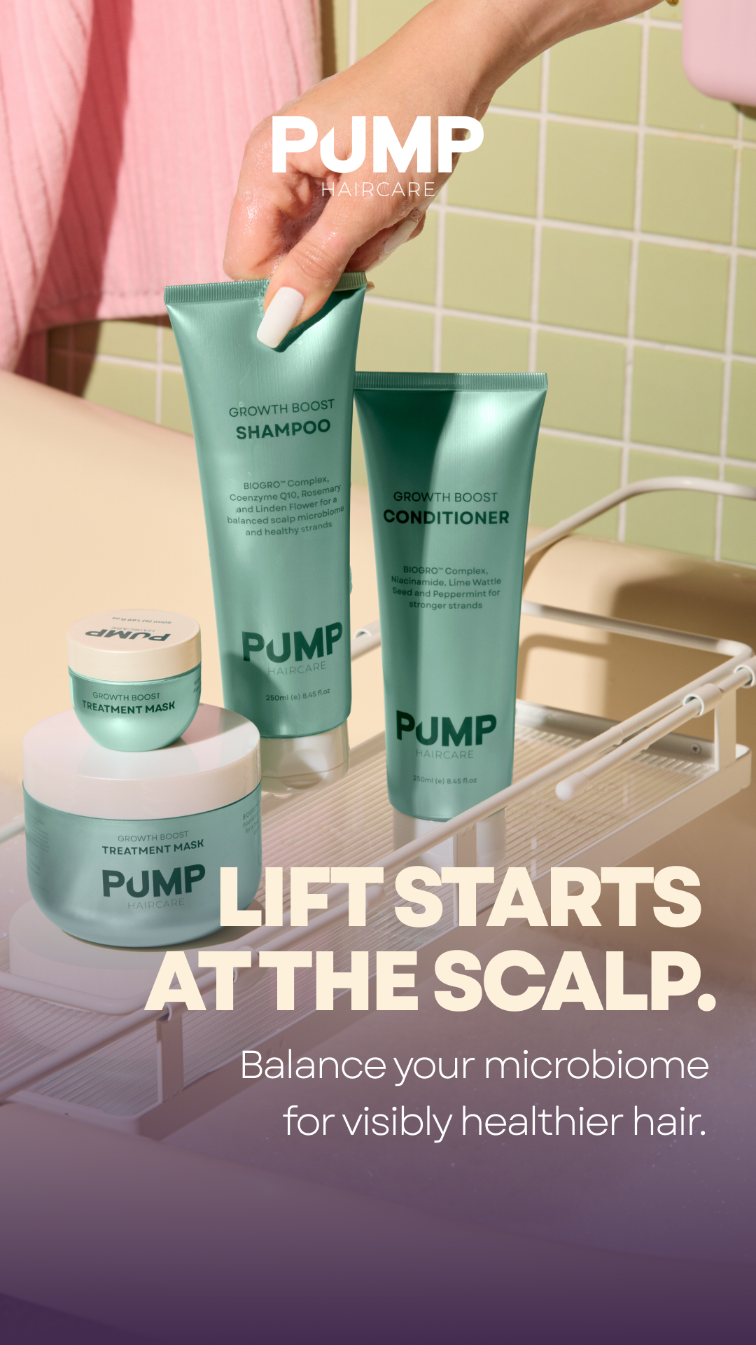 Pump Haircare Facebook ad from Feb 27, 2026