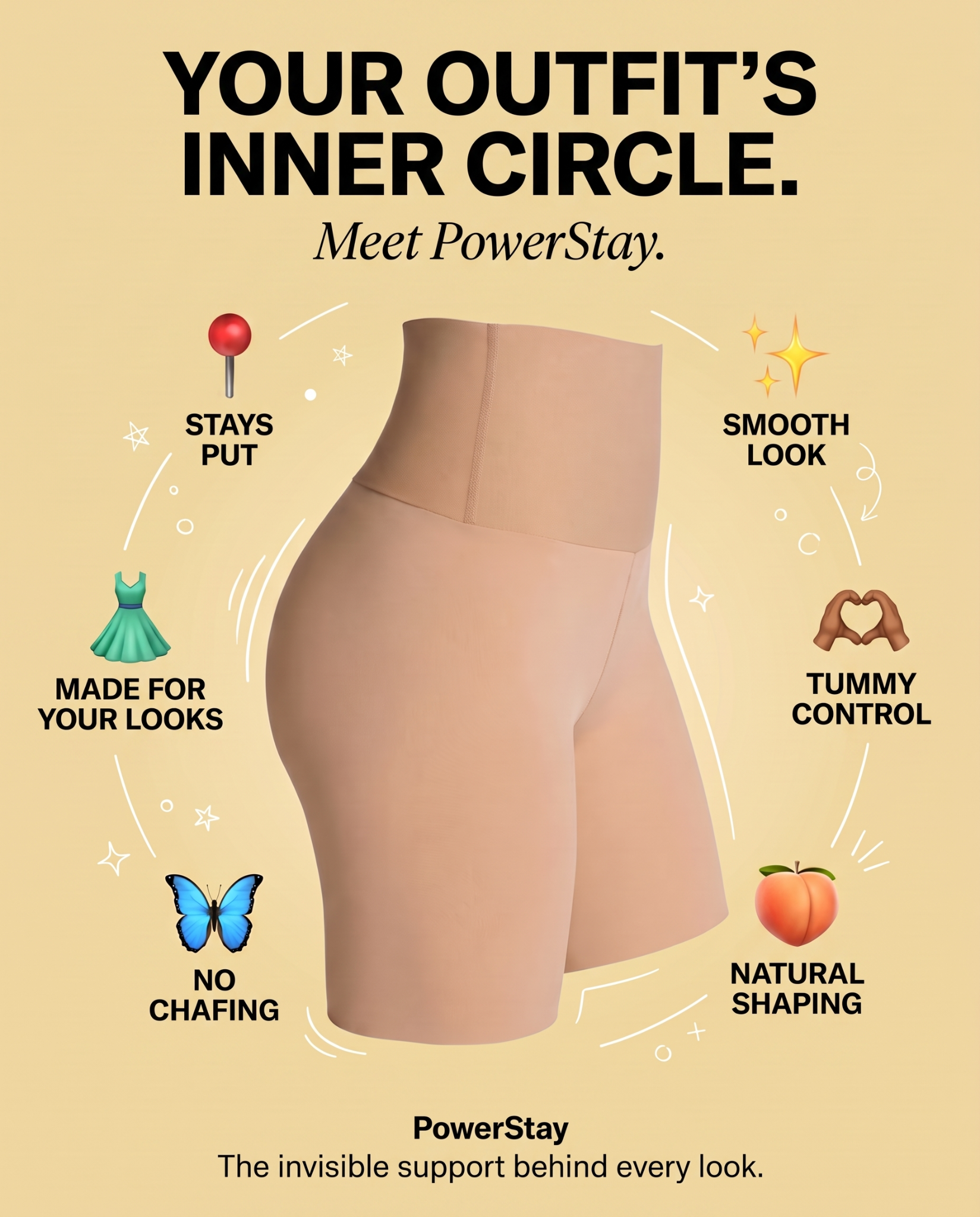 Feminine Flair Facebook ad: Meet the PowerStay Short