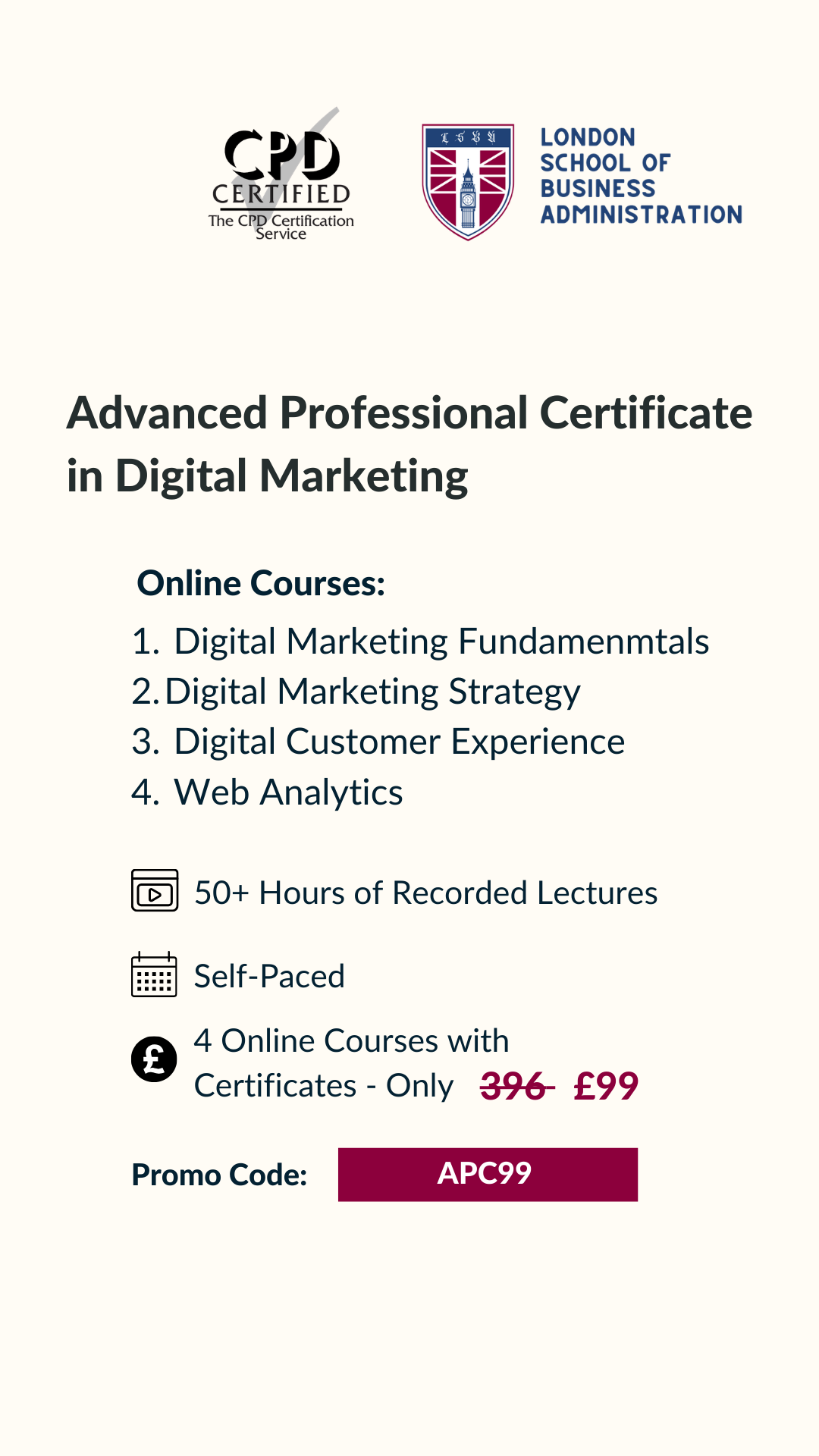 London School of Business Administration Facebook ad