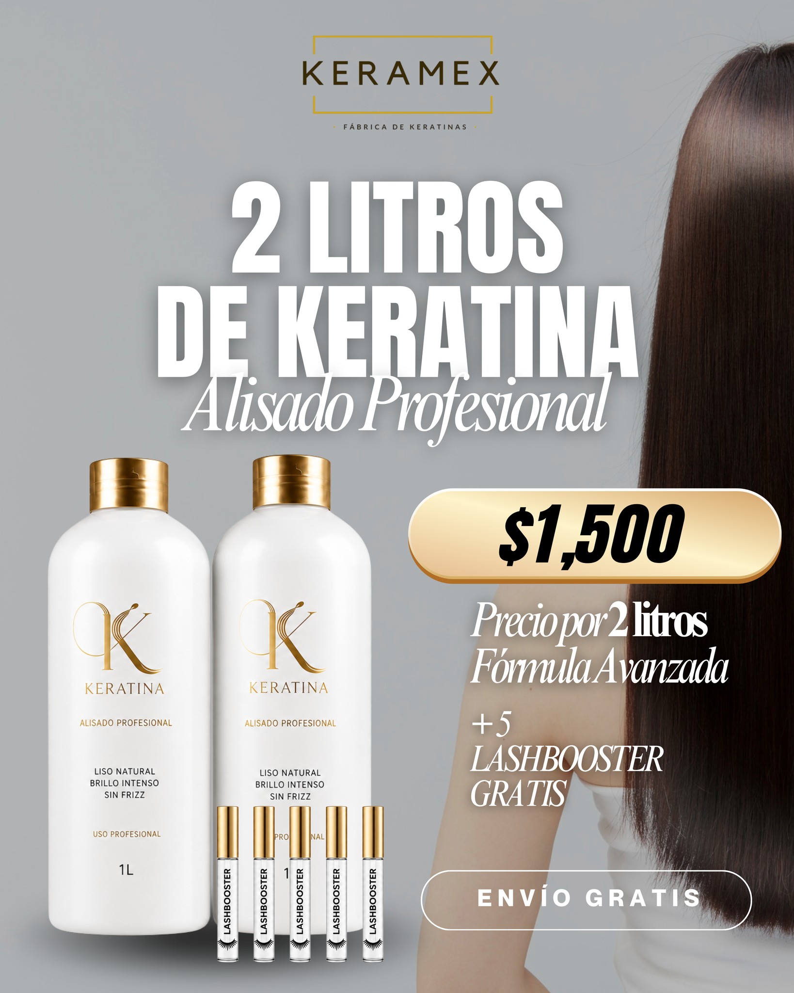 Fabrica de Keratinas Keramex Facebook ad: 2 litros de keratina profesional + 5 Lashbooster…