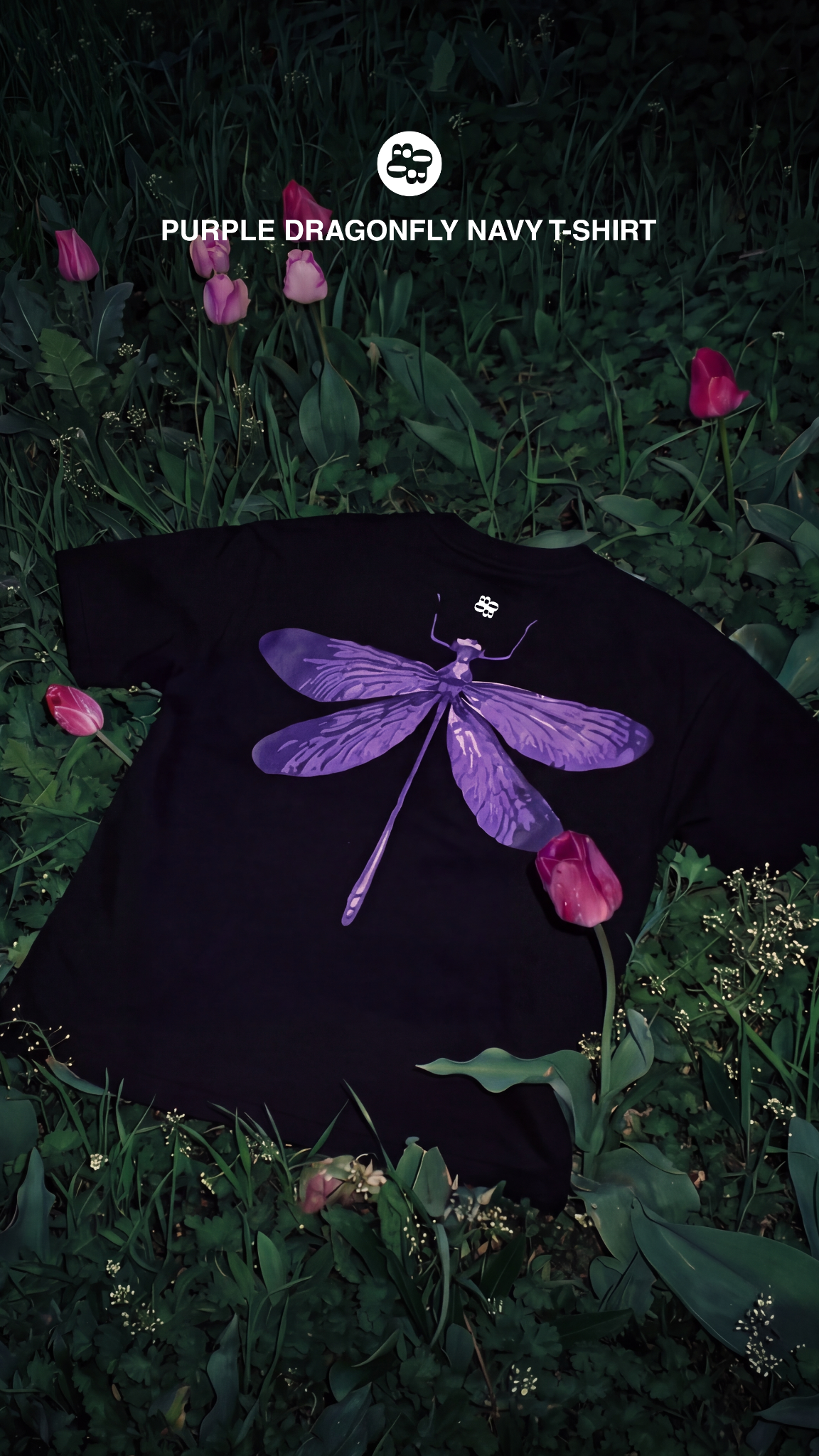 Bluorng Facebook ad: Purple Dragonfly Navy T-Shirt